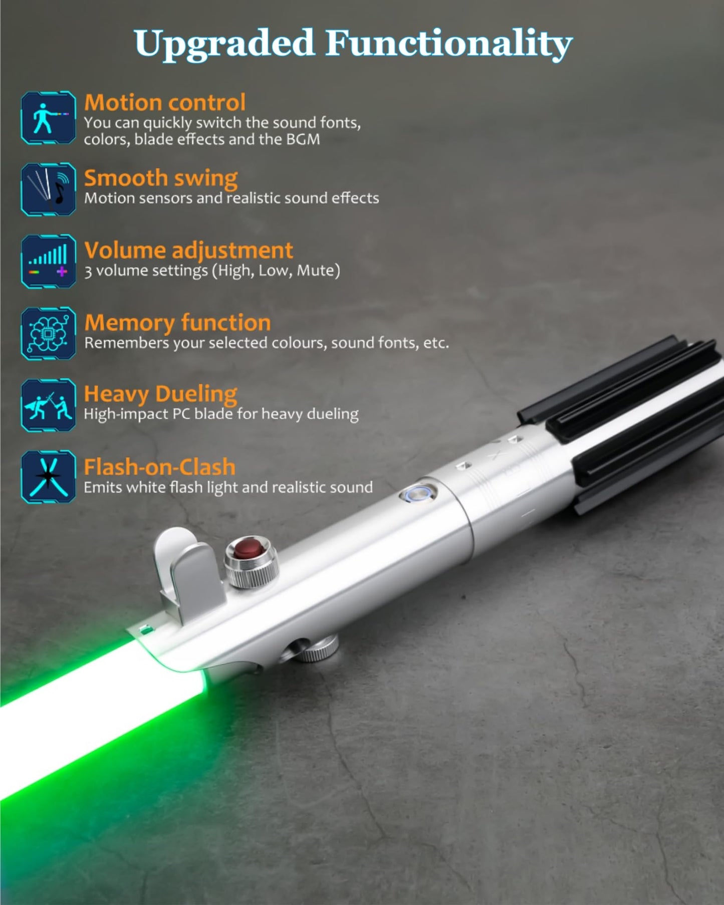 Lorsaberus Light Saber for Adults – Motion Control, 12 RGB Colors, 16 Sounds, Durable 36in Hilt