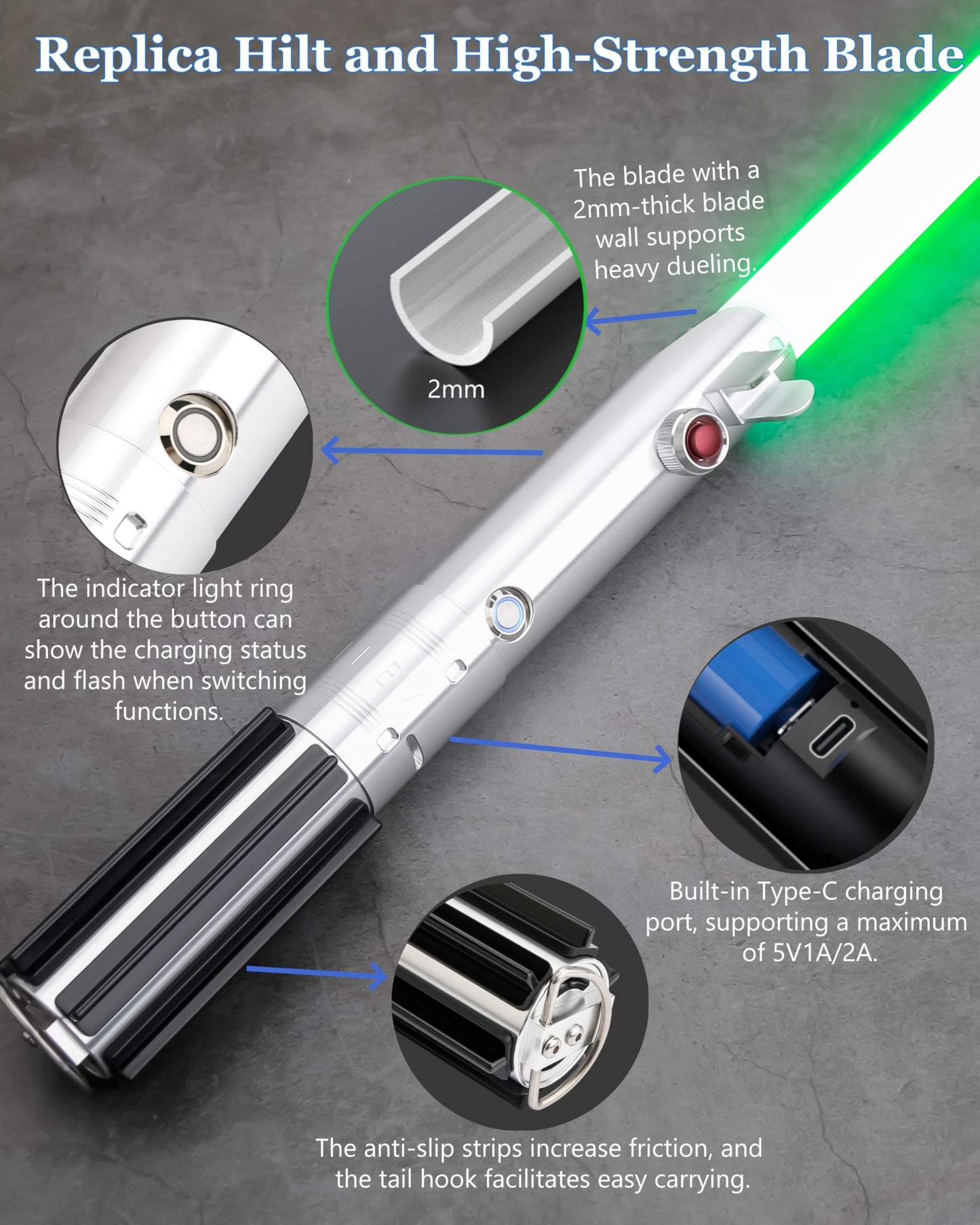 Lorsaberus Light Saber for Adults – Motion Control, 12 RGB Colors, 16 Sounds, Durable 36in Hilt