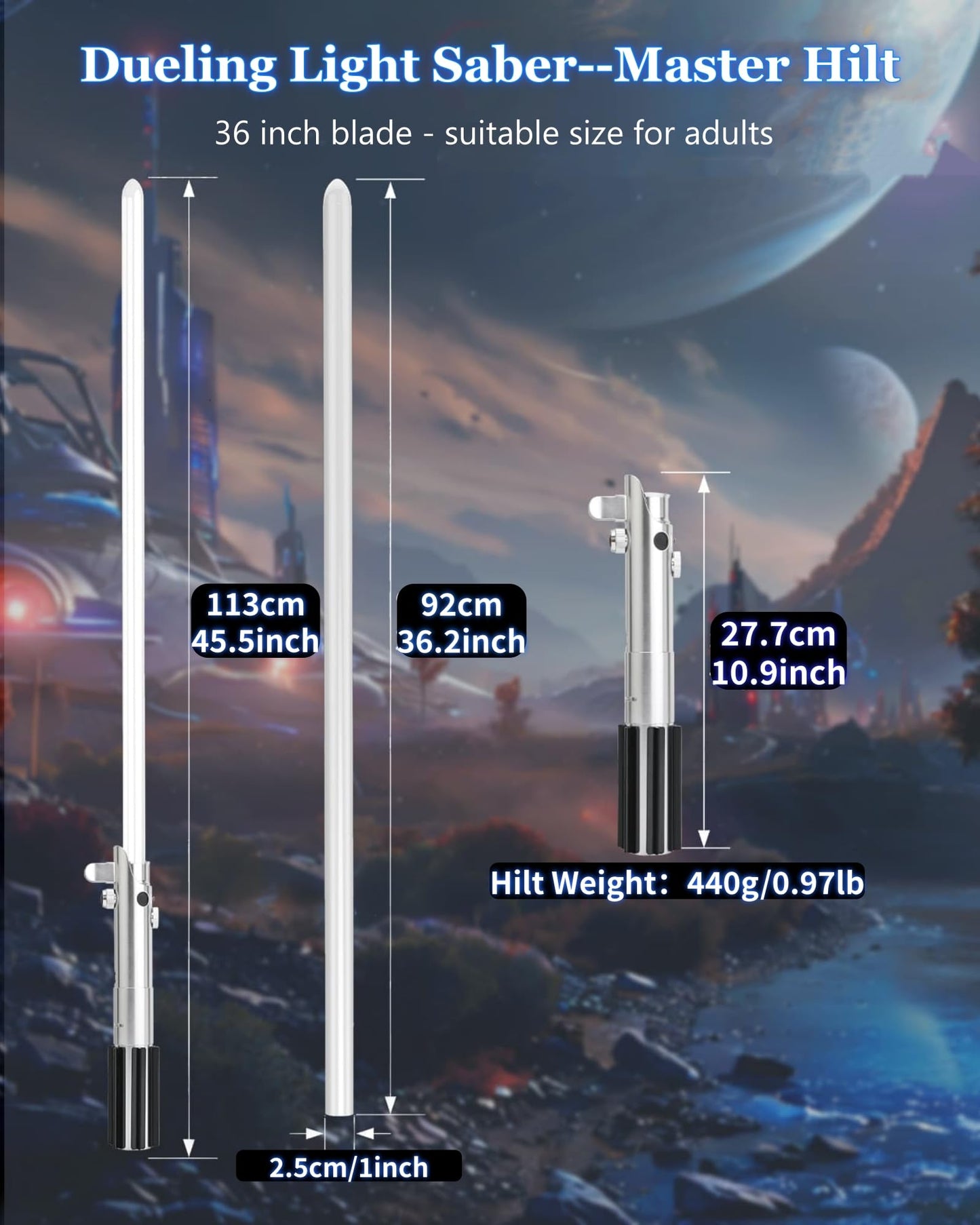 Lorsaberus Light Saber for Adults – Motion Control, 12 RGB Colors, 16 Sounds, Durable 36in Hilt