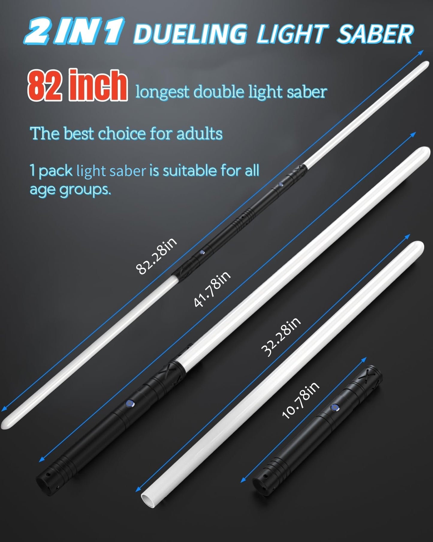 Lorsaberus 2-in-1 Light Sabers for Adults & Kids – 41-Inch Real Dueling, 12 RGB Colors