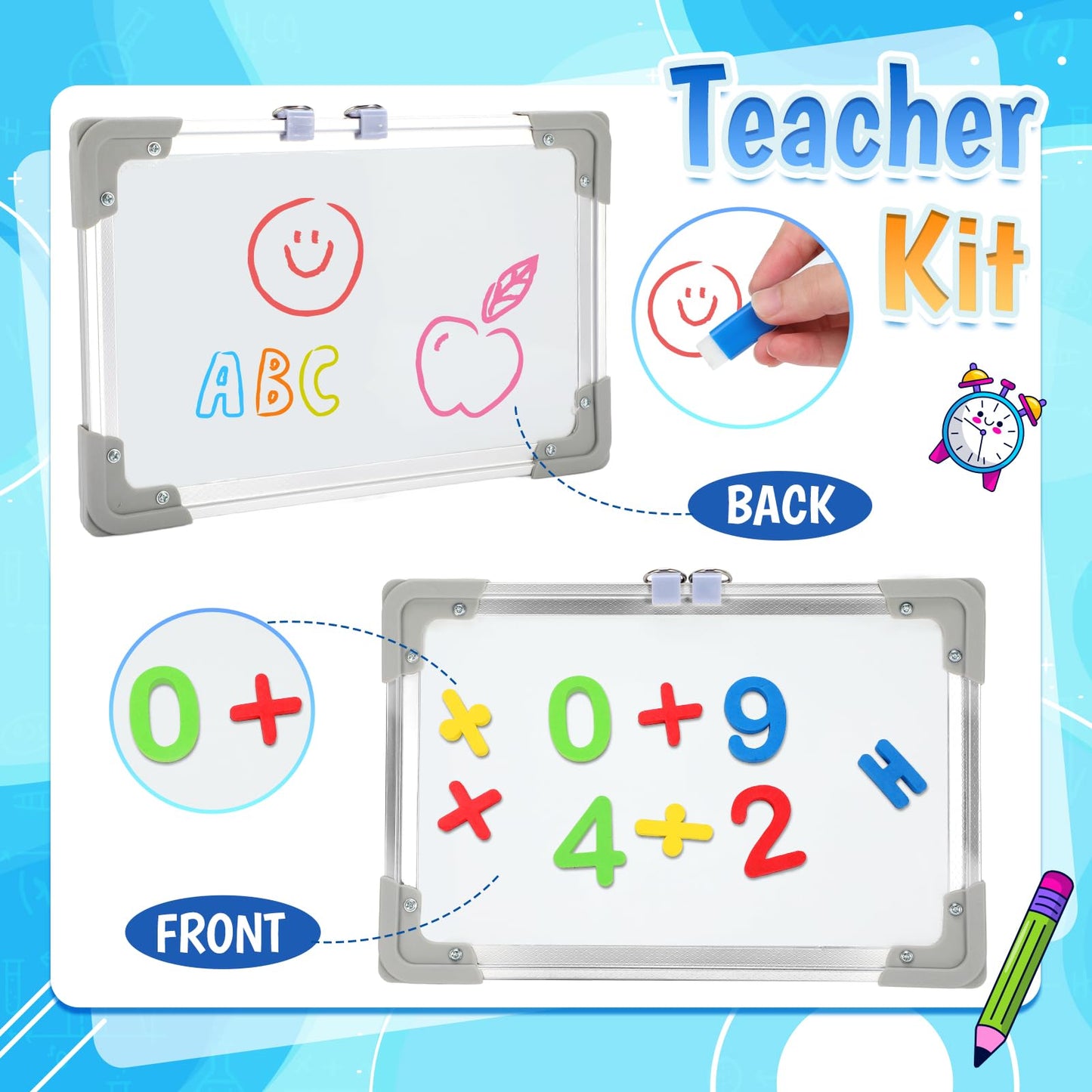 Loscola Pretend Play School Set – Teacher Kit for Kids 4-12 with Whiteboard, Posters, Magnetic Numbers