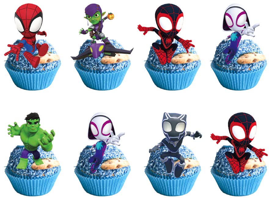 Losede 24PCS Cartoon Cake Toppers – Cupcake & Birthday Party Decorations (Style 3)
