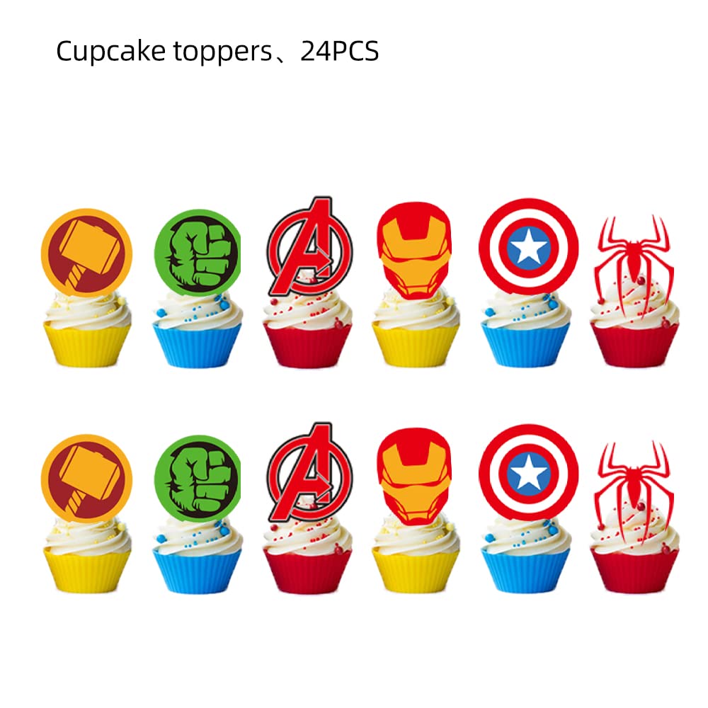 Losede 24Pcs Cartoon Cake Toppers – Fun Cupcake Decorations for Kids