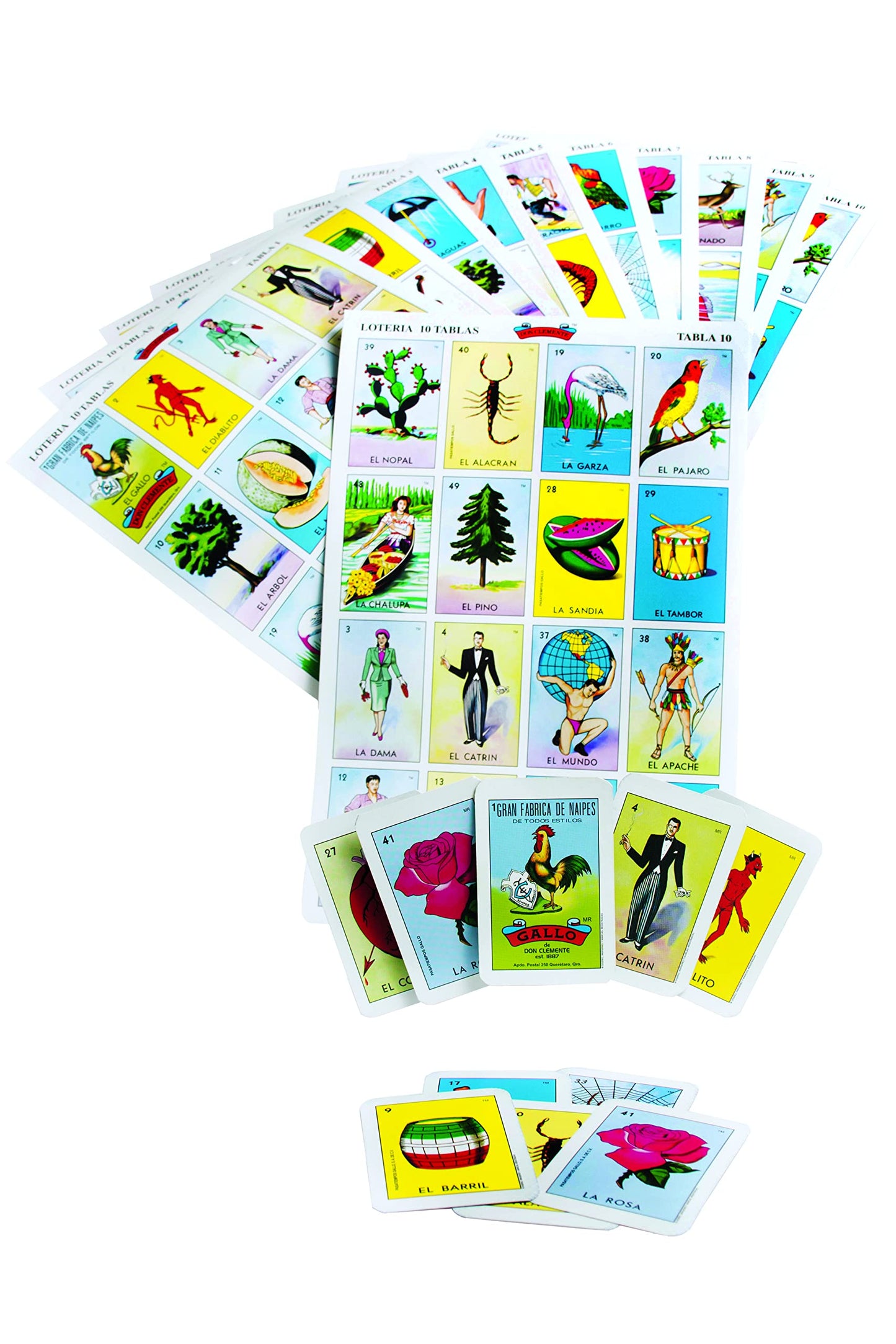 Loteria Don Clemente Jumbo Set – 10 Large Boards, 54 Decks