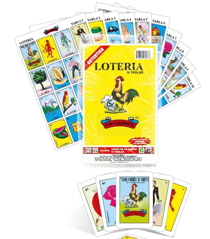 Loteria Authentic Mexican Game by Don Clemente – 54 Tablas with Colorful Illustrated Cards