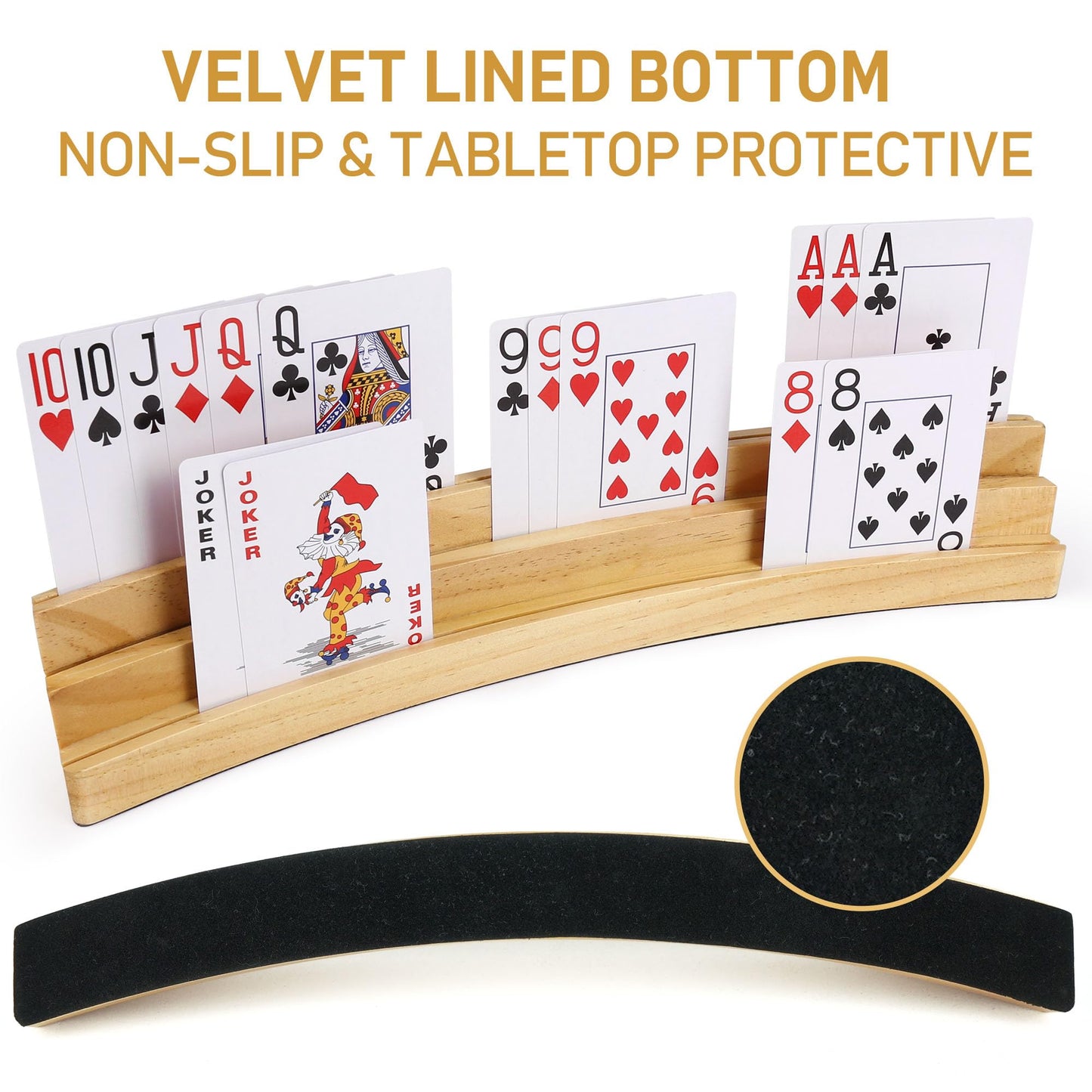 LotFancy 3-Tier Curved Wooden Card Holders – 4-Pack for Family Game Night
