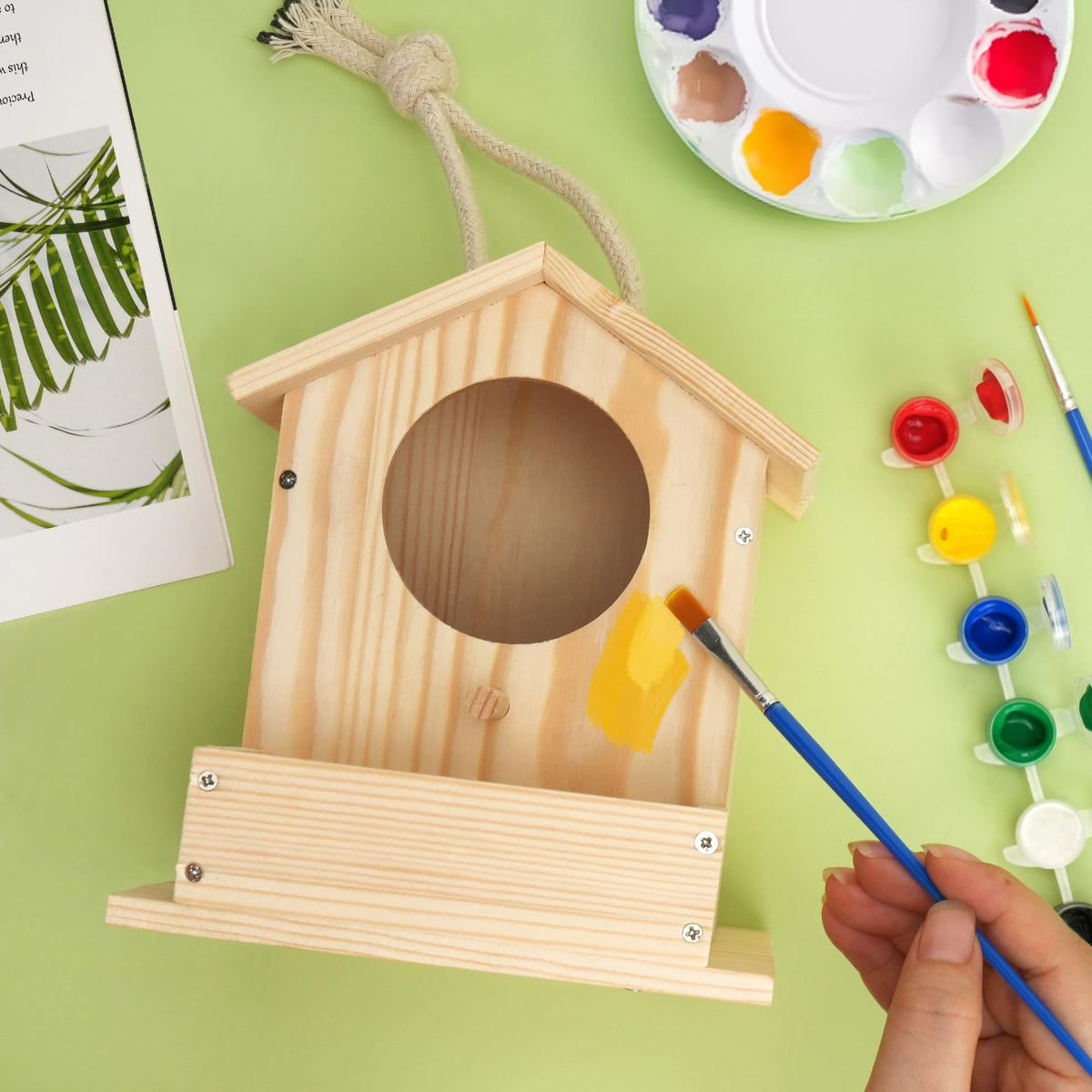 LotFancy Bird House Kit – DIY Wooden Birdhouse for Kids 4+, Build & Paint