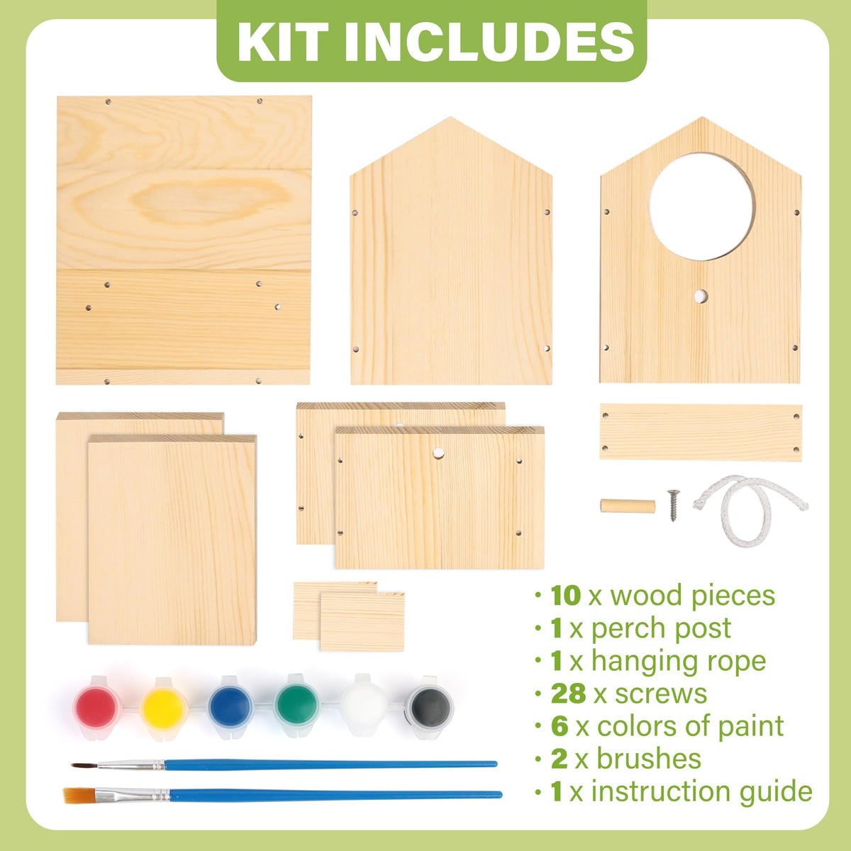 LotFancy Bird House Kit – DIY Wooden Birdhouse for Kids 4+, Build & Paint