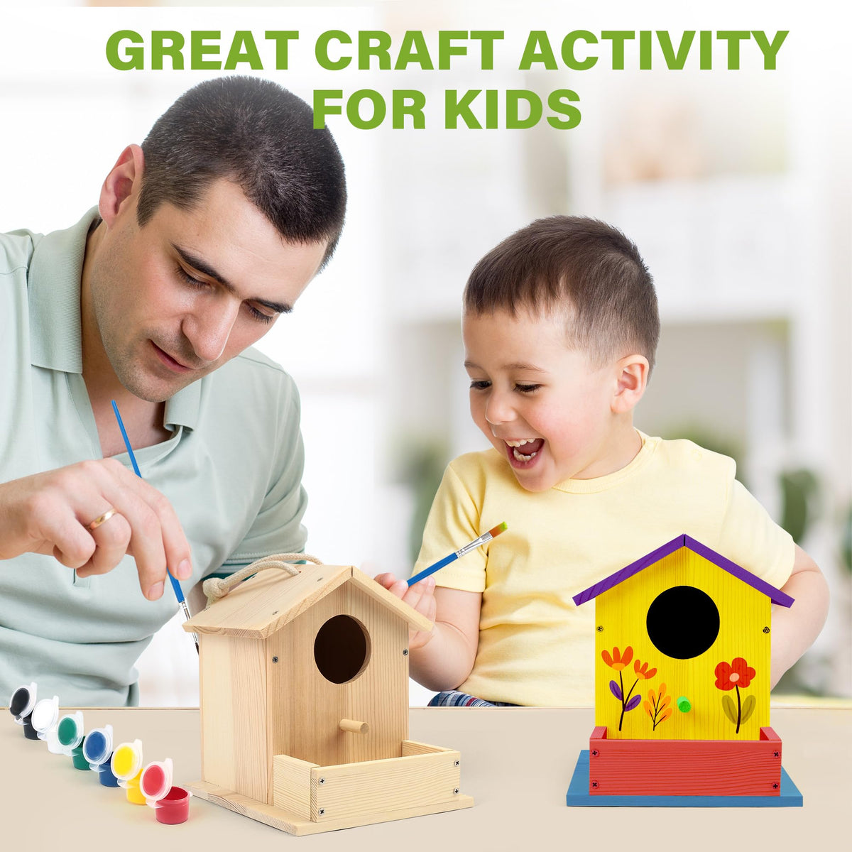 LotFancy Bird House Kit – DIY Wooden Birdhouse for Kids 4+, Build & Paint