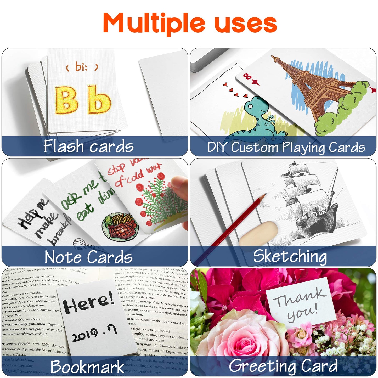 LotFancy Blank Playing Cards – 180 Printable Cards, Matte Finish, Poker Size