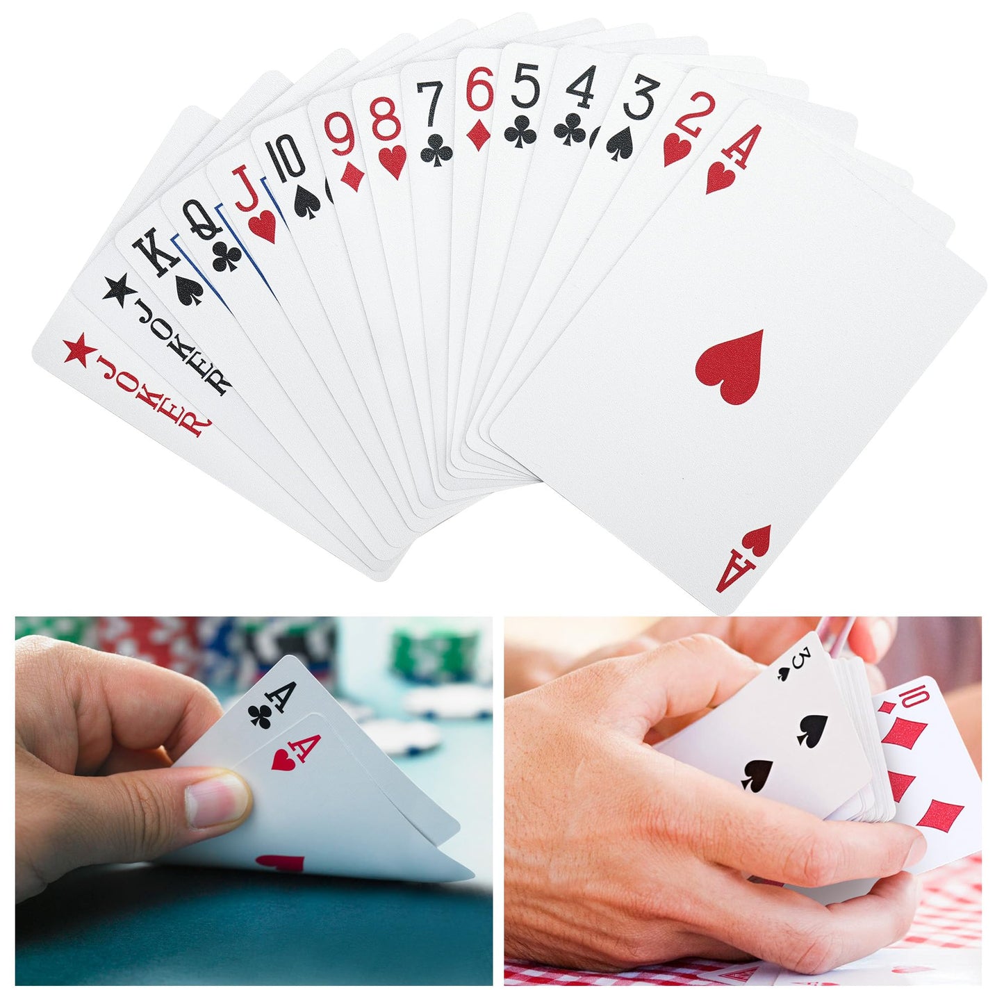 LotFancy Waterproof Plastic Playing Cards – 2 Decks, Poker Size, with Plastic Cases