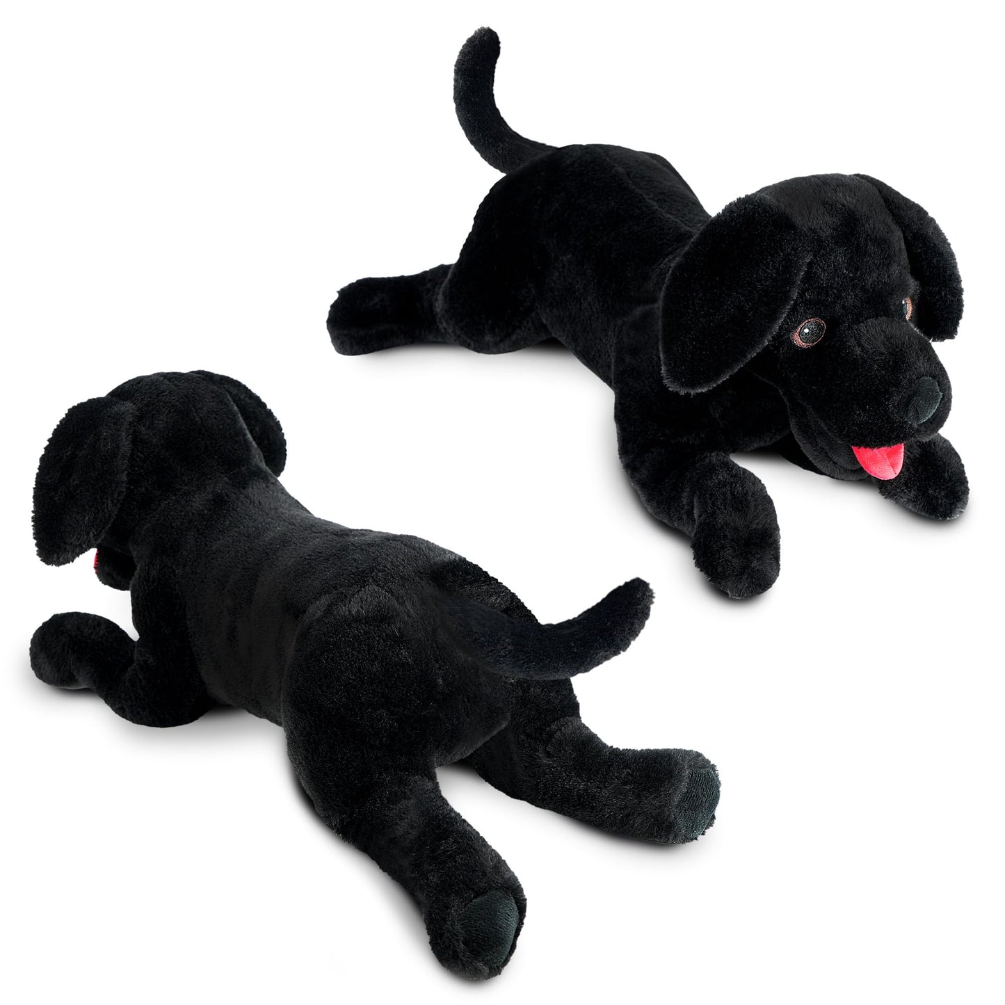 LotFancy 26-Inch Black Lab Plush — Realistic Stuffed Dog Toy for Kids
