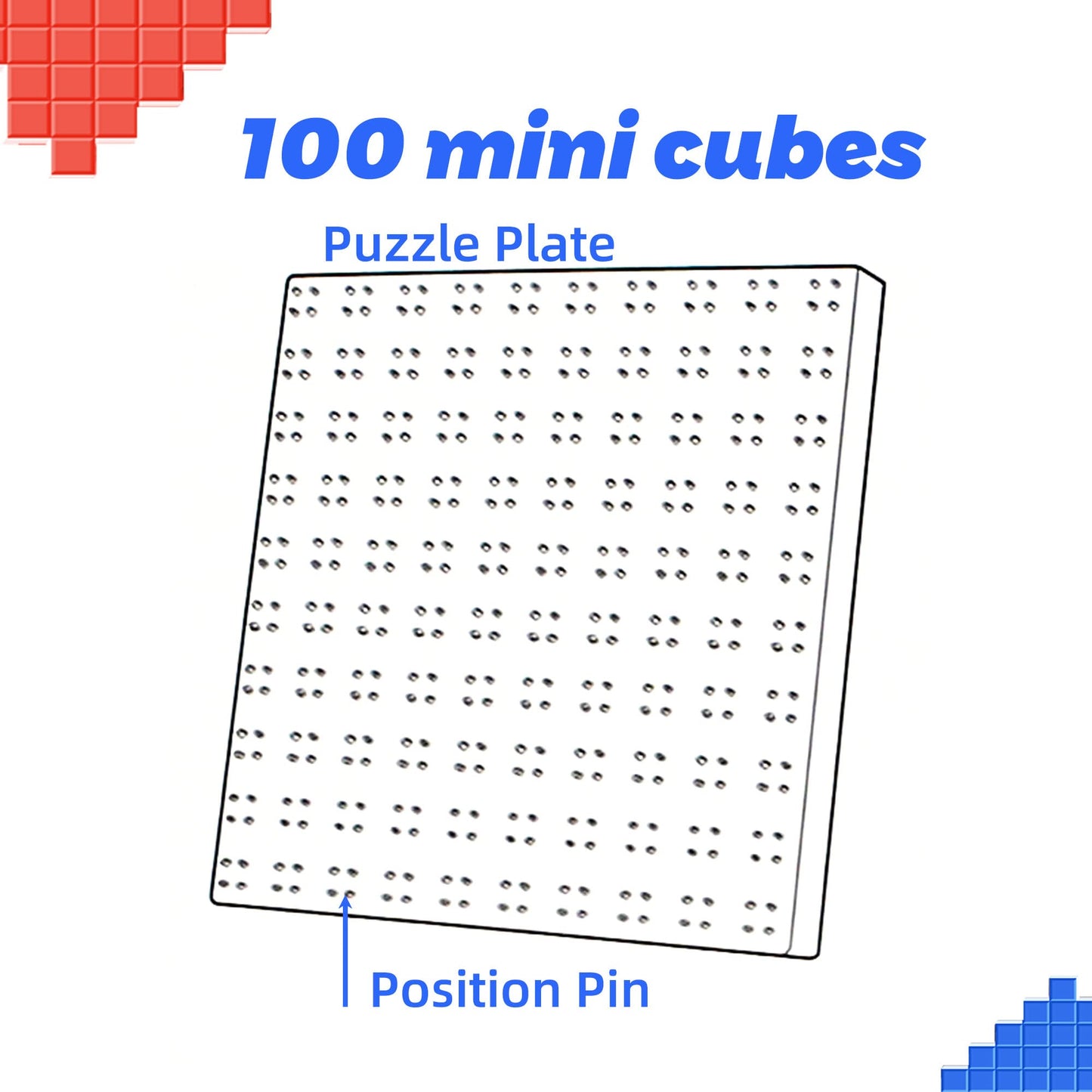 LotFancy GAN Mosaic Cubes 10x10 – 100 Mini Cubes Puzzle Toy with Plate