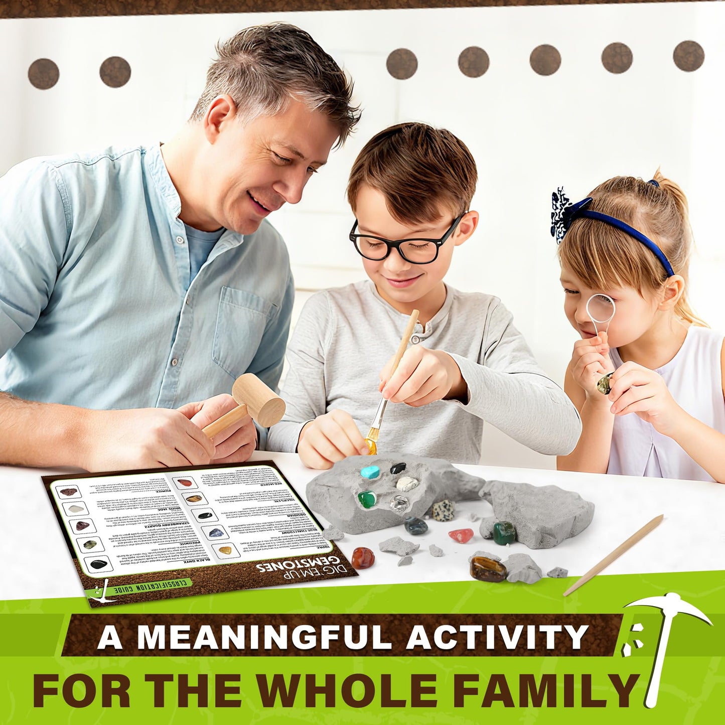 LotFancy Gemstone Dig Kit: Excavate 20 Real Gems with Tools for Kids