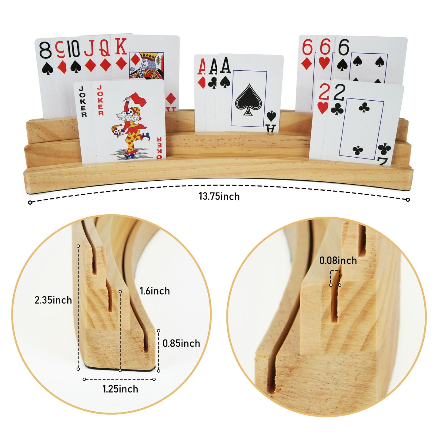 LotFancy 3-Tier Curved Wooden Card Holders – 4-Pack for Family Game Night
