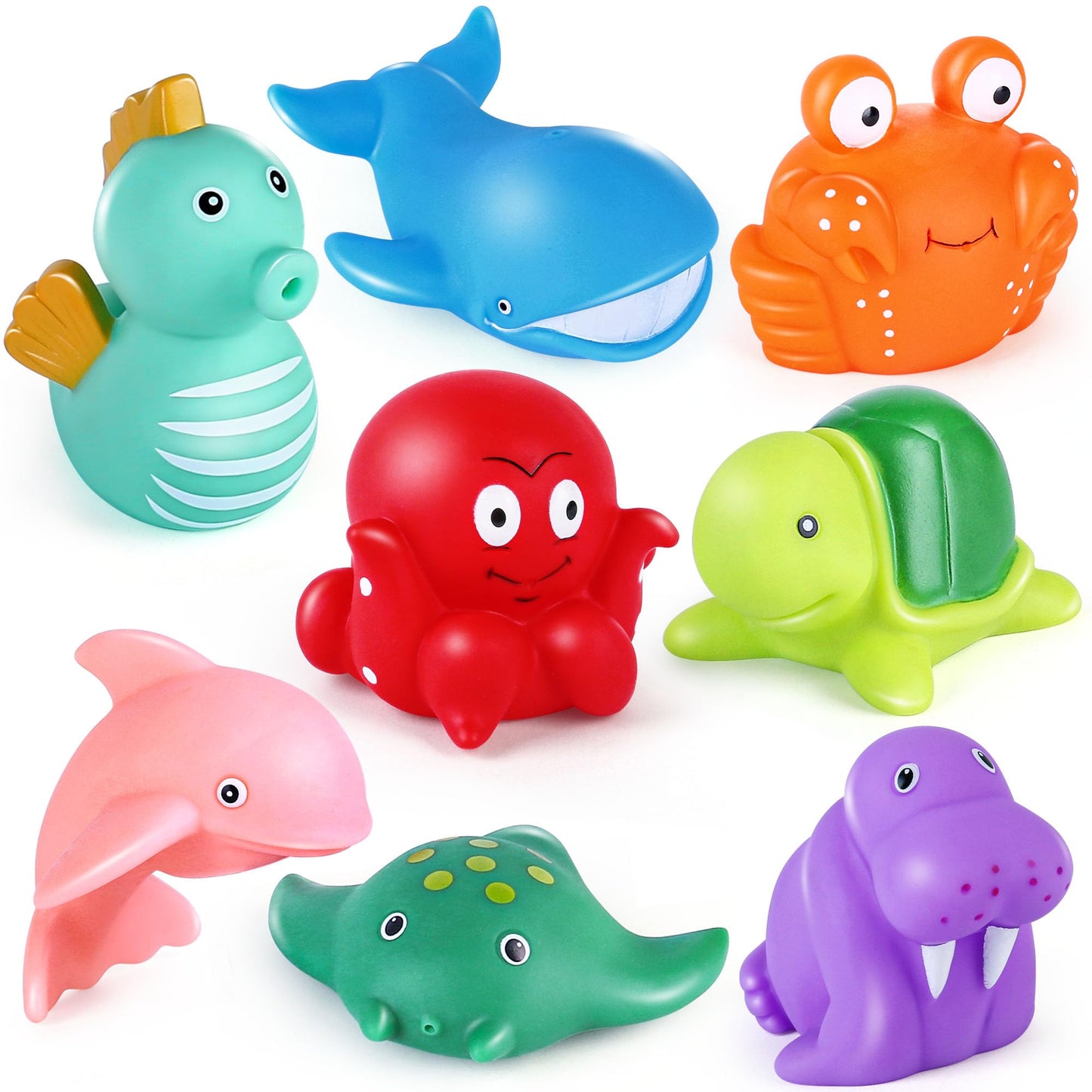 LotFancy 8-Piece Mold-Free Ocean Bath Toys for Toddlers | Safe No-Holes Bath Set