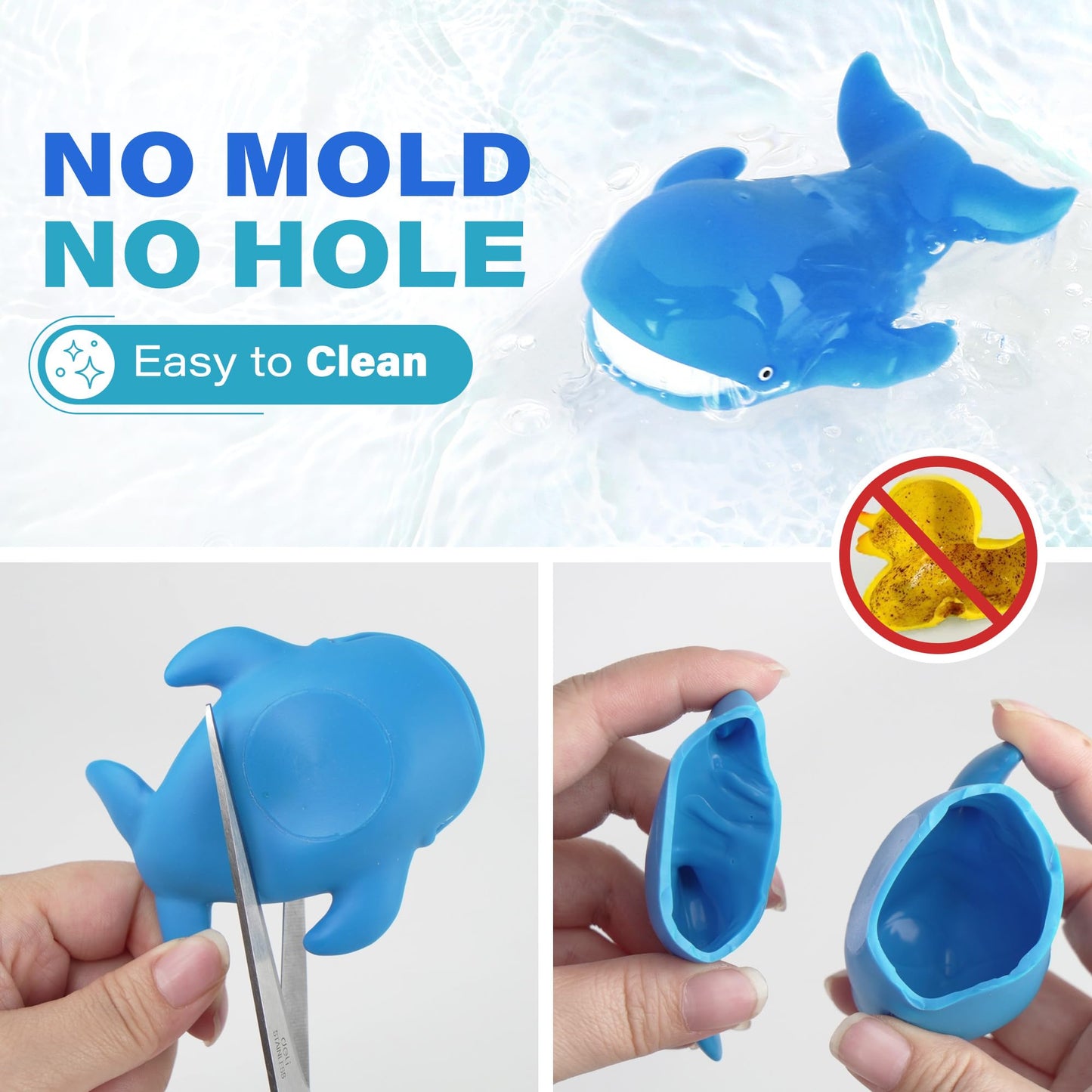 LotFancy 8-Piece Mold-Free Ocean Bath Toys for Toddlers | Safe No-Holes Bath Set