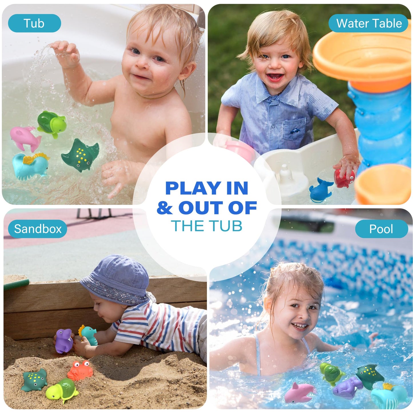 LotFancy 8-Piece Mold-Free Ocean Bath Toys for Toddlers | Safe No-Holes Bath Set