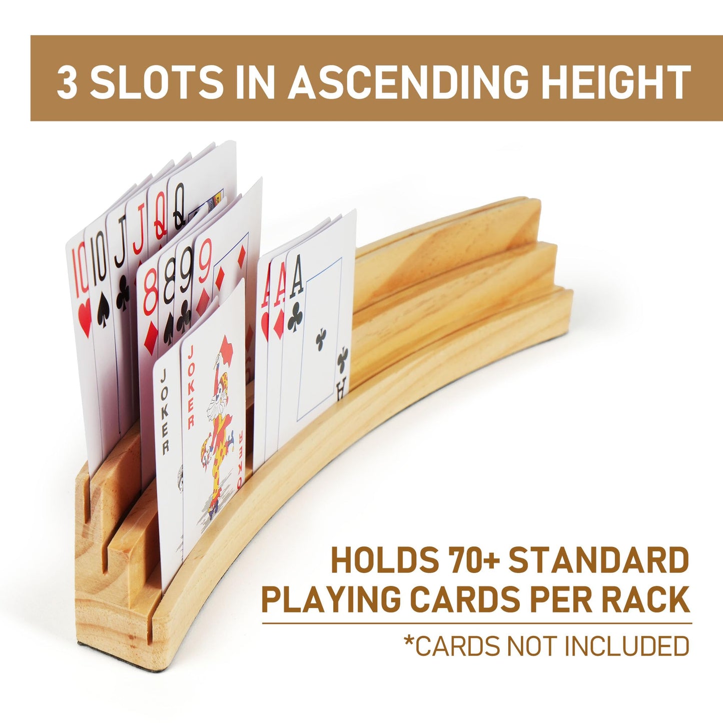 LotFancy 3-Tier Curved Wooden Card Holders – 4-Pack for Family Game Night