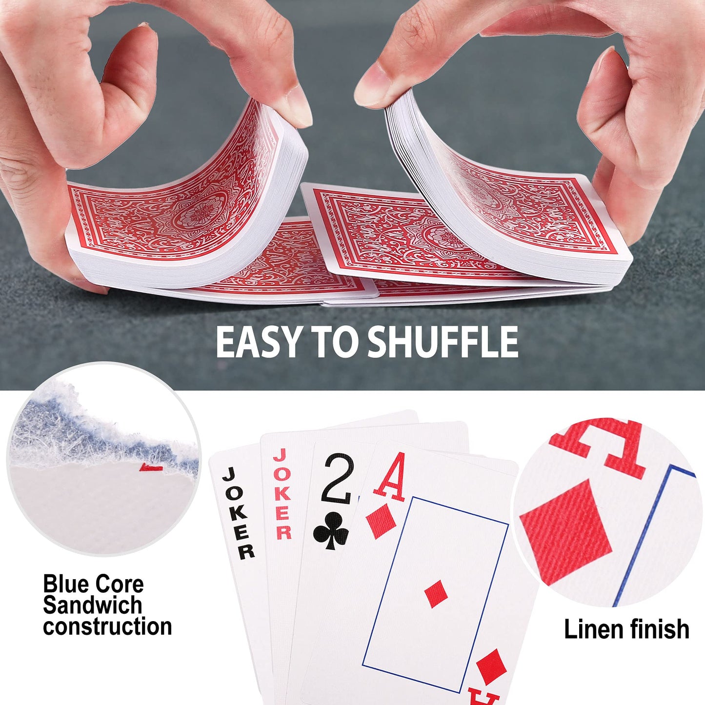 LotFancy Playing Cards 2 Pack - Jumbo Index Large Print Poker Size (Red & Black)