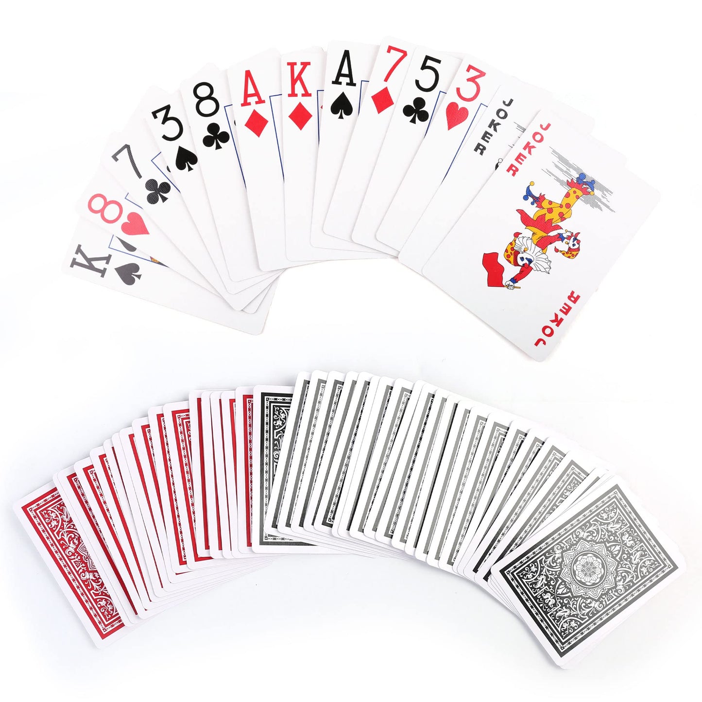 LotFancy Playing Cards 2 Pack - Jumbo Index Large Print Poker Size (Red & Black)
