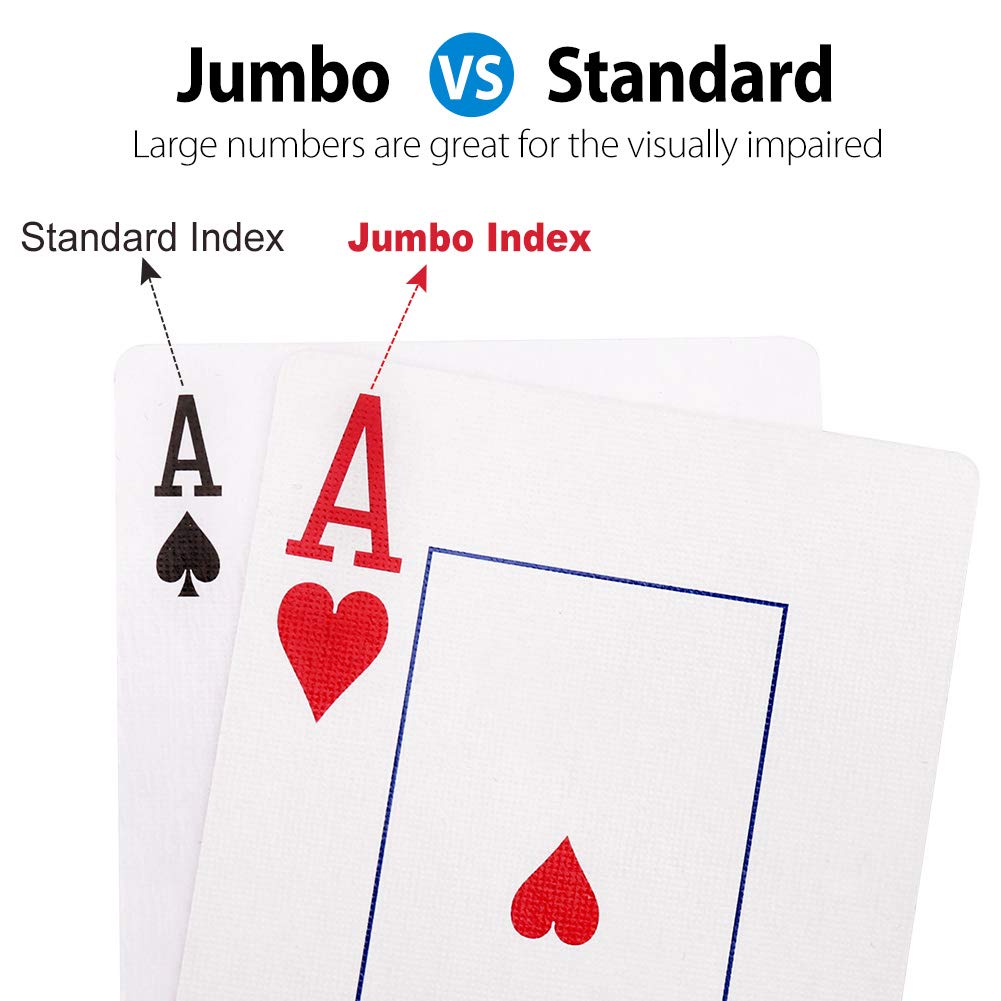 LotFancy Playing Cards 2 Pack - Jumbo Index Large Print Poker Size (Red & Black)