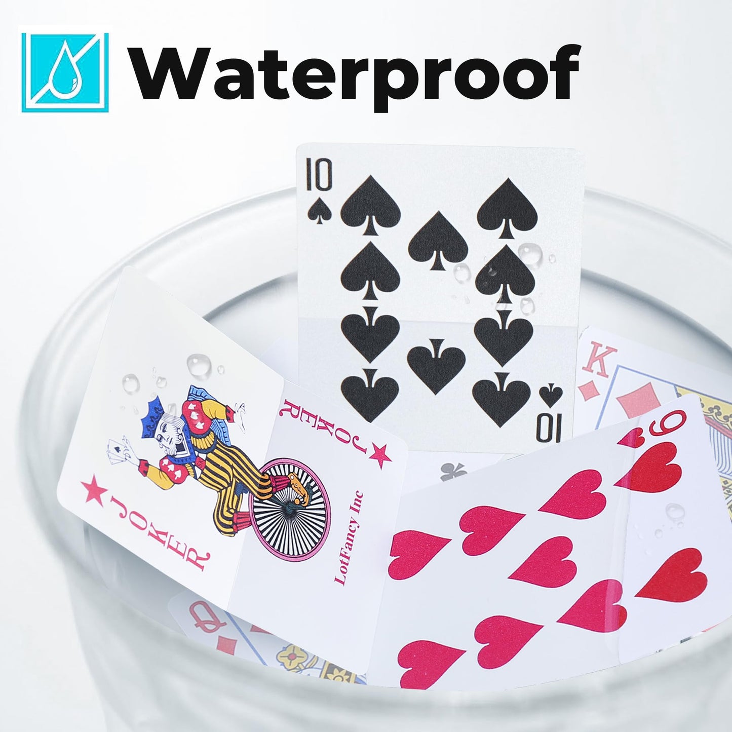 LotFancy Waterproof Plastic Playing Cards – 2 Decks, Poker Size, with Plastic Cases