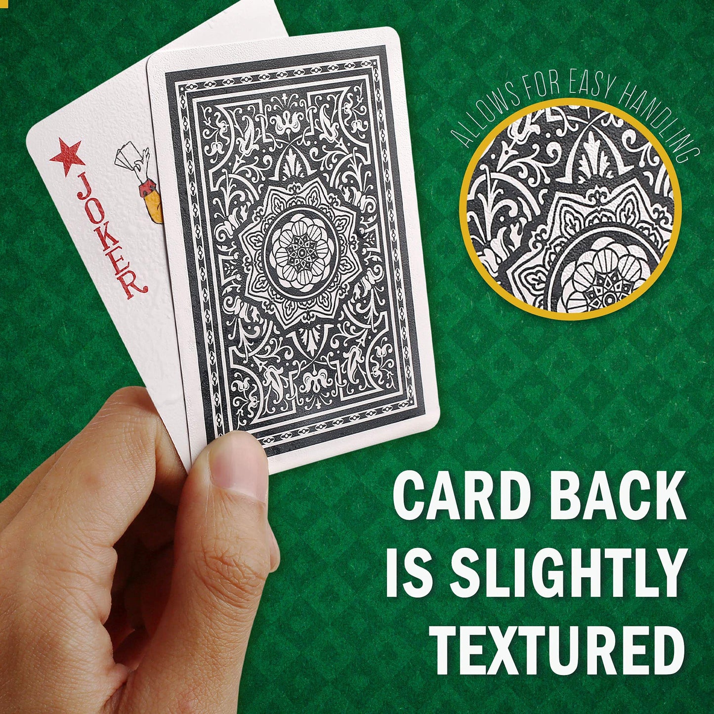 LotFancy Waterproof Plastic Playing Cards – Large Print, Jumbo Index, 2 Decks with Cases, Poker Size
