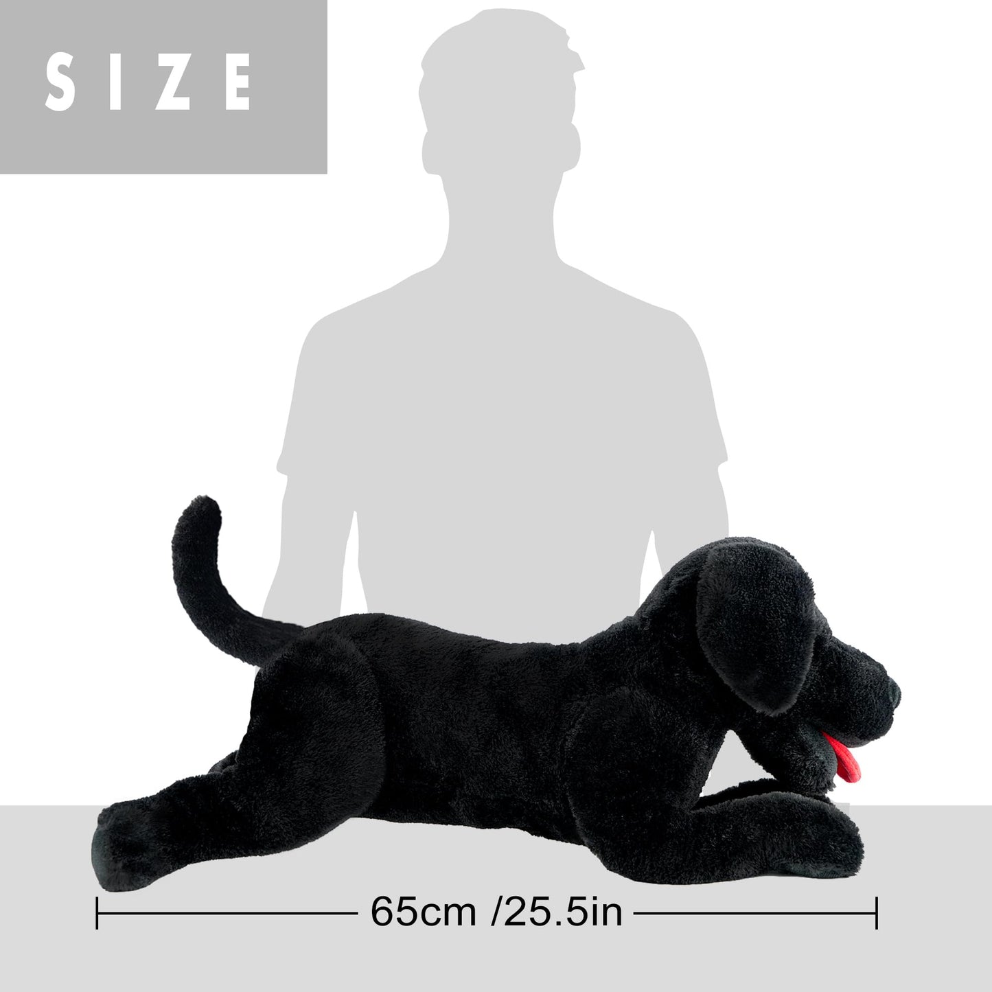 LotFancy 26-Inch Black Lab Plush — Realistic Stuffed Dog Toy for Kids