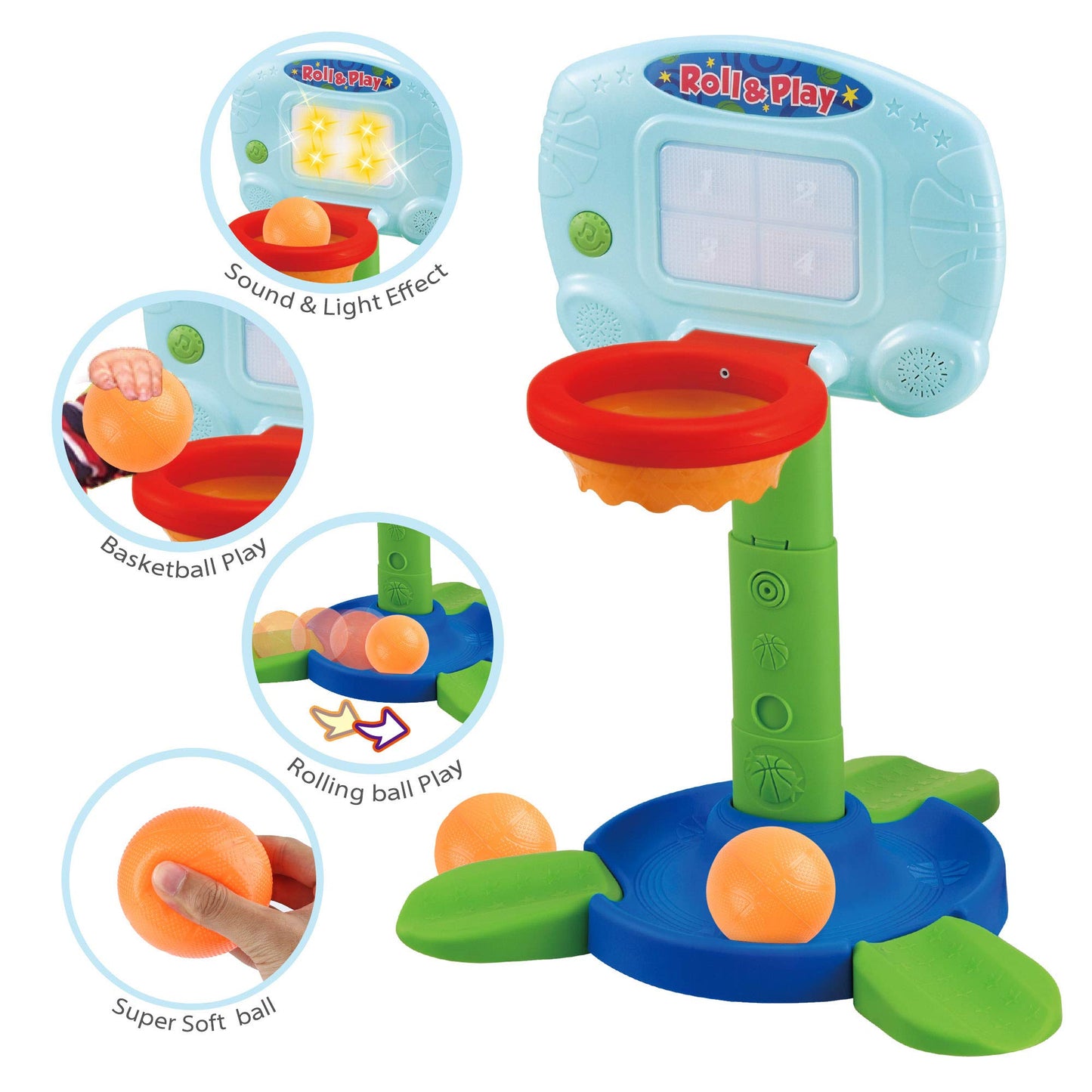 LotFancy Toddler Basketball Hoop – 2-in-1 Light & Music Indoor Toy for 18-36 Months