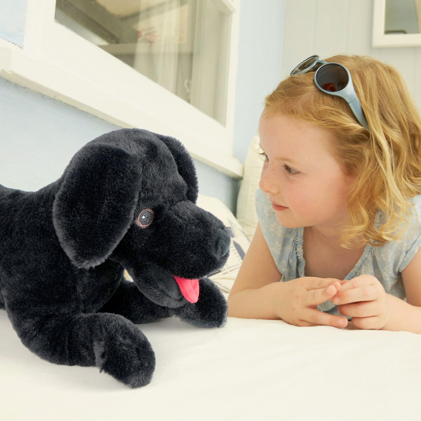 LotFancy 26-Inch Black Lab Plush — Realistic Stuffed Dog Toy for Kids