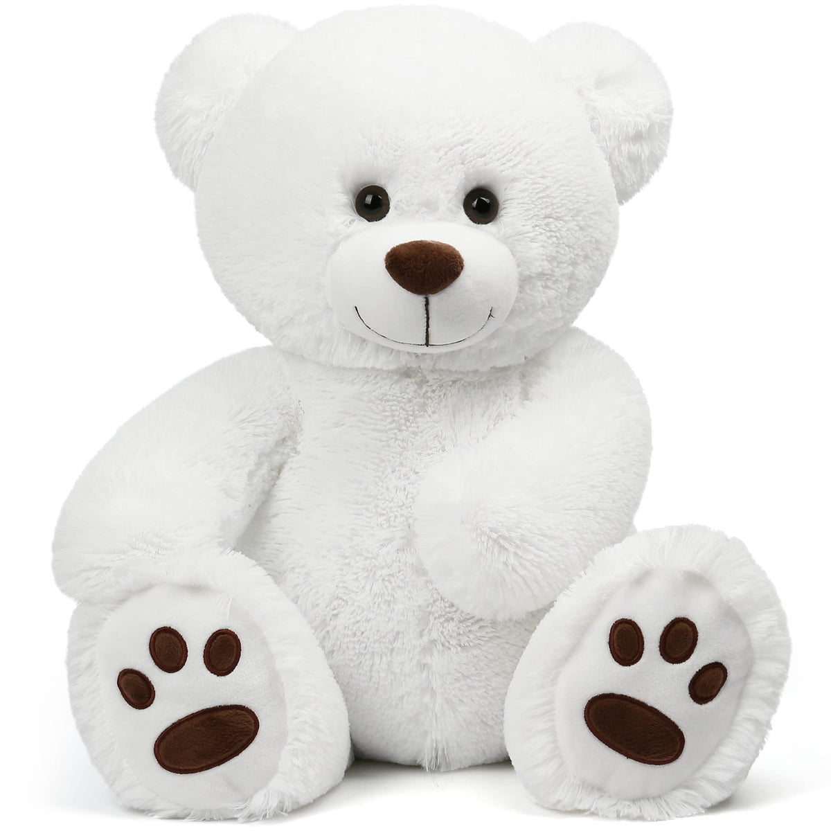 LotFancy Teddy Bear Plush Toy, 20-Inch White Bear with Big Footprints | Gift for Girls & Loved Ones