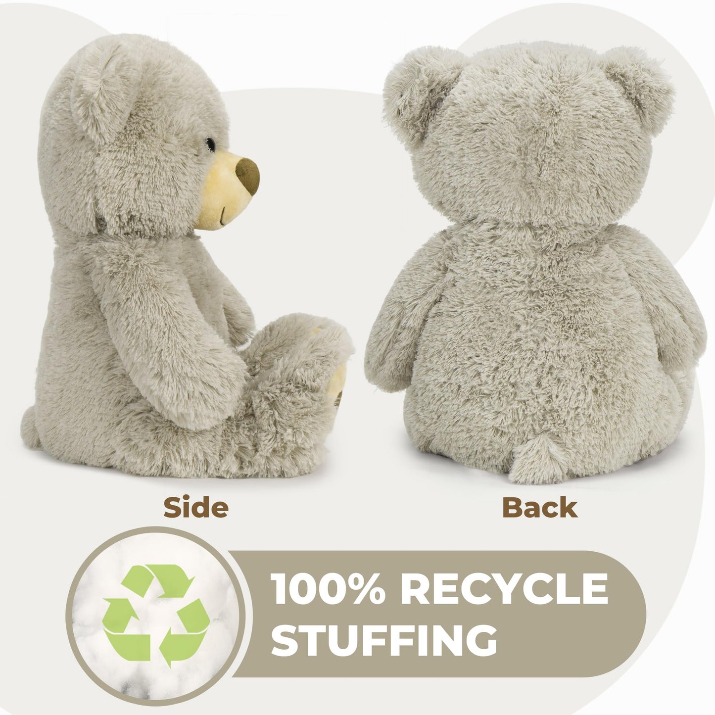 LotFancy Teddy Bear 20-Inch Gray Plush — Gift for Kids