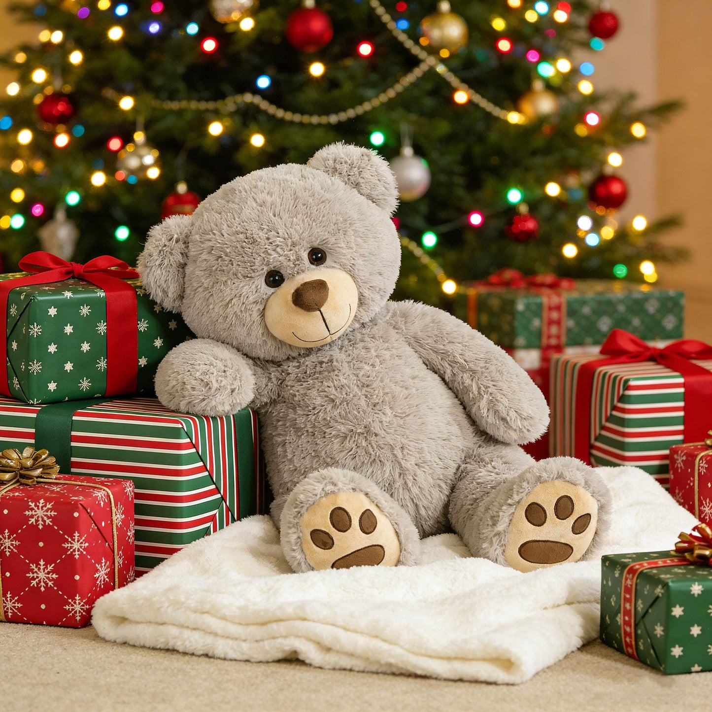 LotFancy Teddy Bear 20-Inch Gray Plush — Gift for Kids
