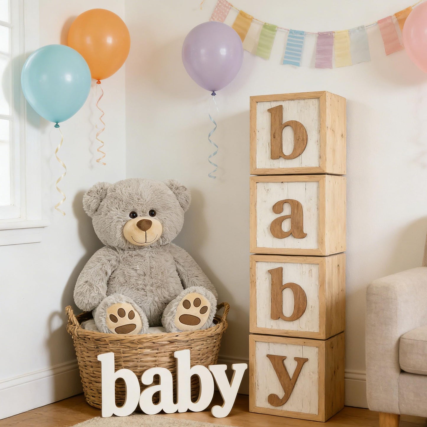 LotFancy Teddy Bear 20-Inch Gray Plush — Gift for Kids