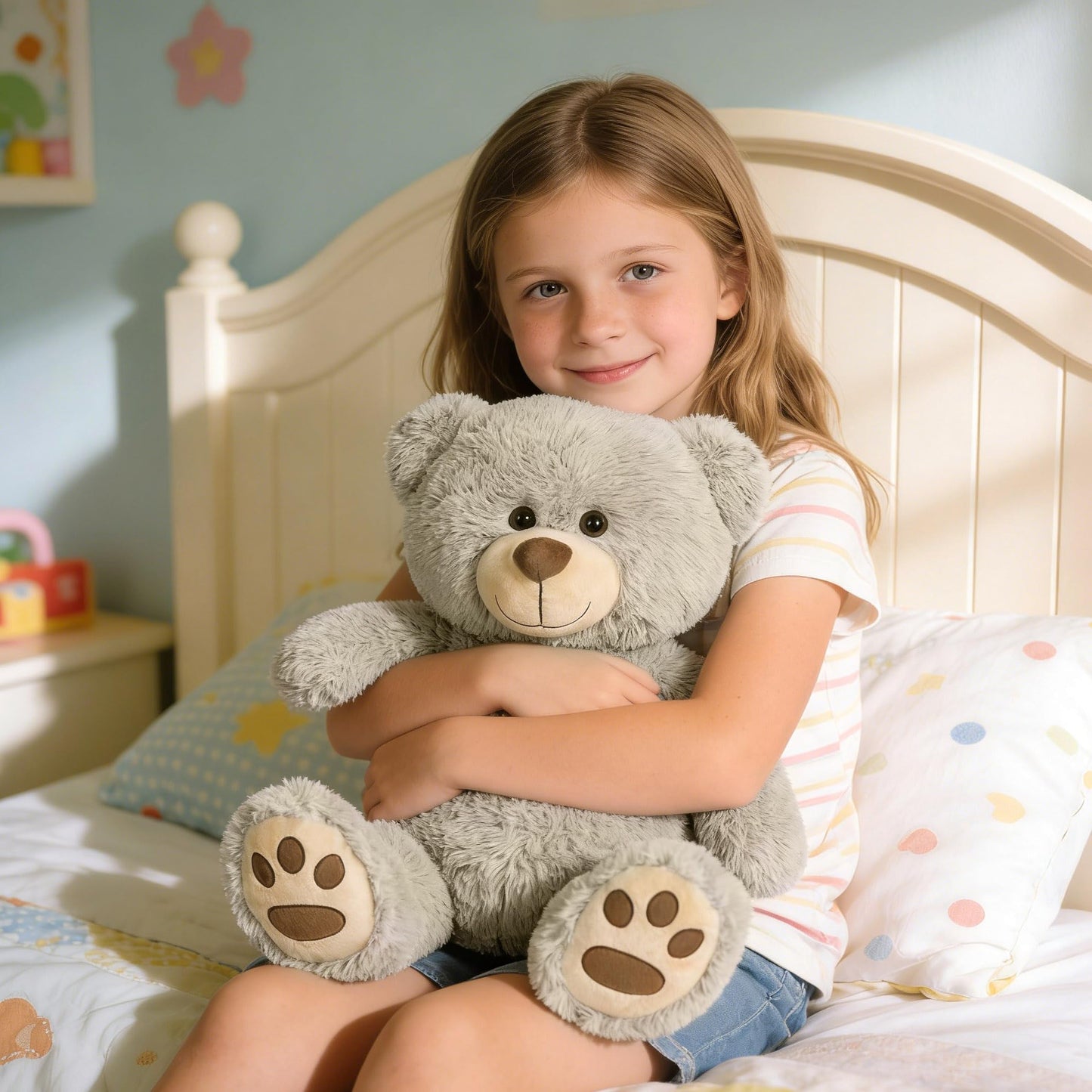 LotFancy Teddy Bear 20-Inch Gray Plush — Gift for Kids