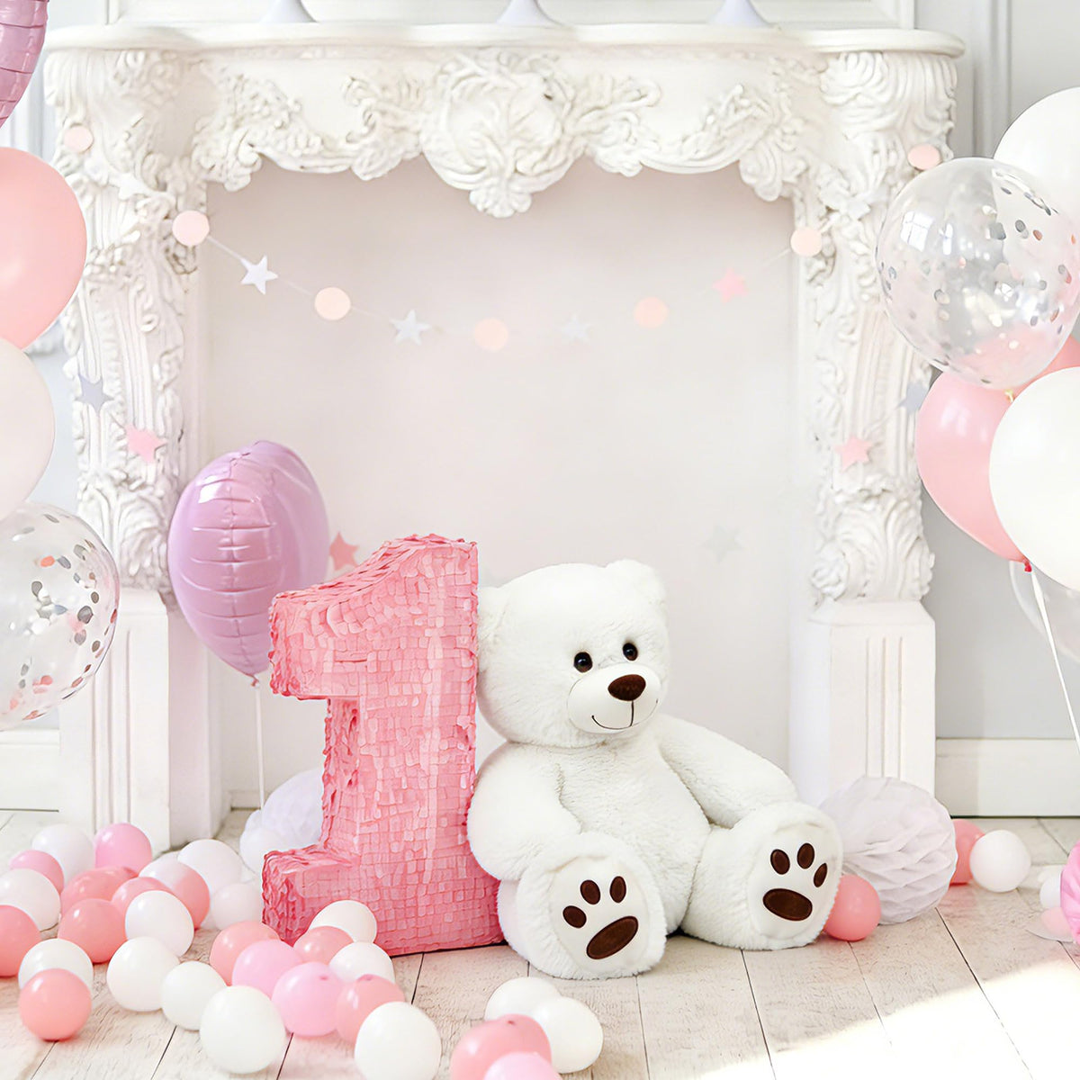 LotFancy Teddy Bear Plush Toy, 20-Inch White Bear with Big Footprints | Gift for Girls & Loved Ones
