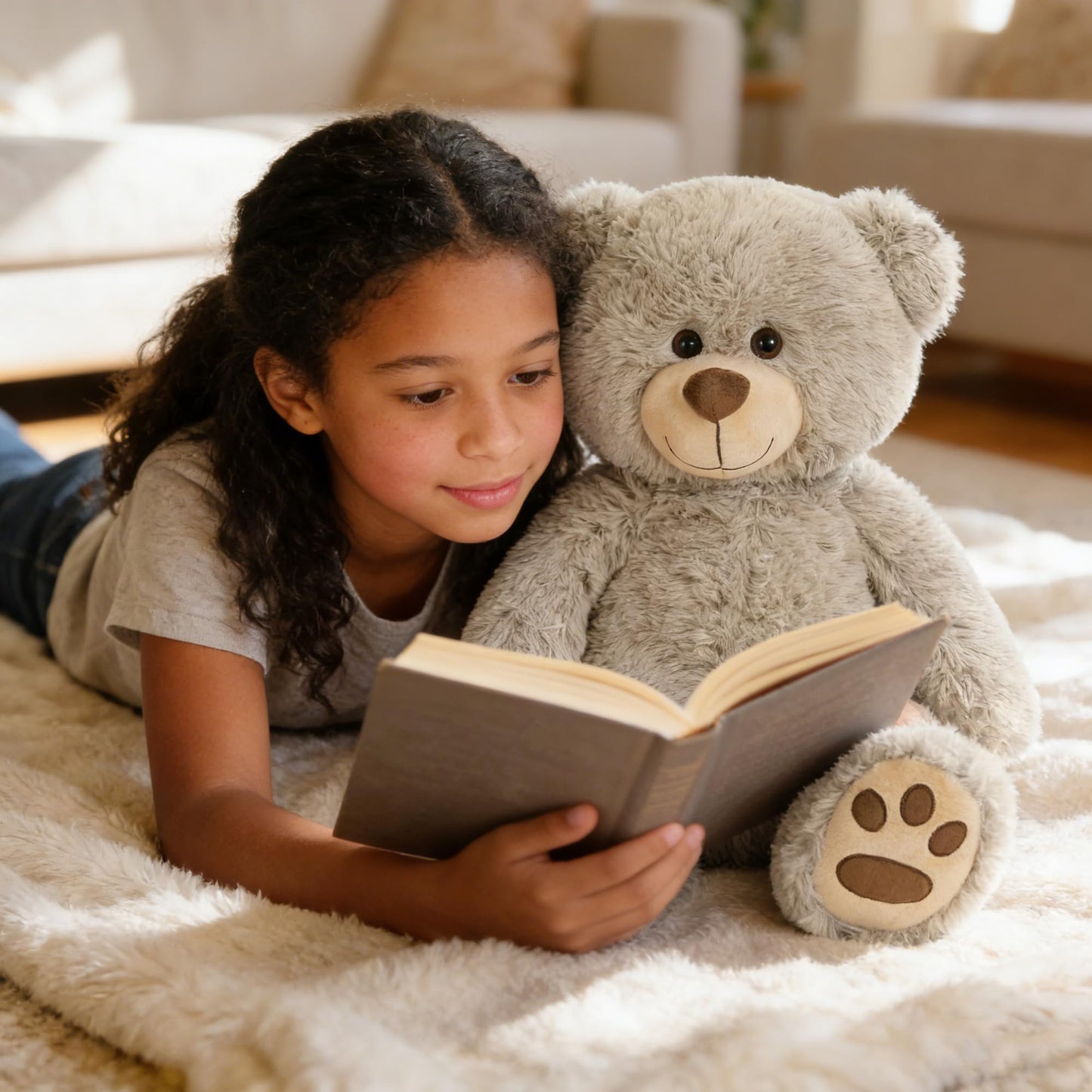LotFancy Teddy Bear 20-Inch Gray Plush — Gift for Kids