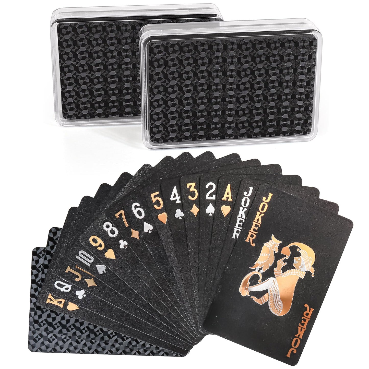 LotFancy Plastic Playing Cards – 2 Decks, Waterproof, in Plastic Cases for Poker, Magic & Beach Games