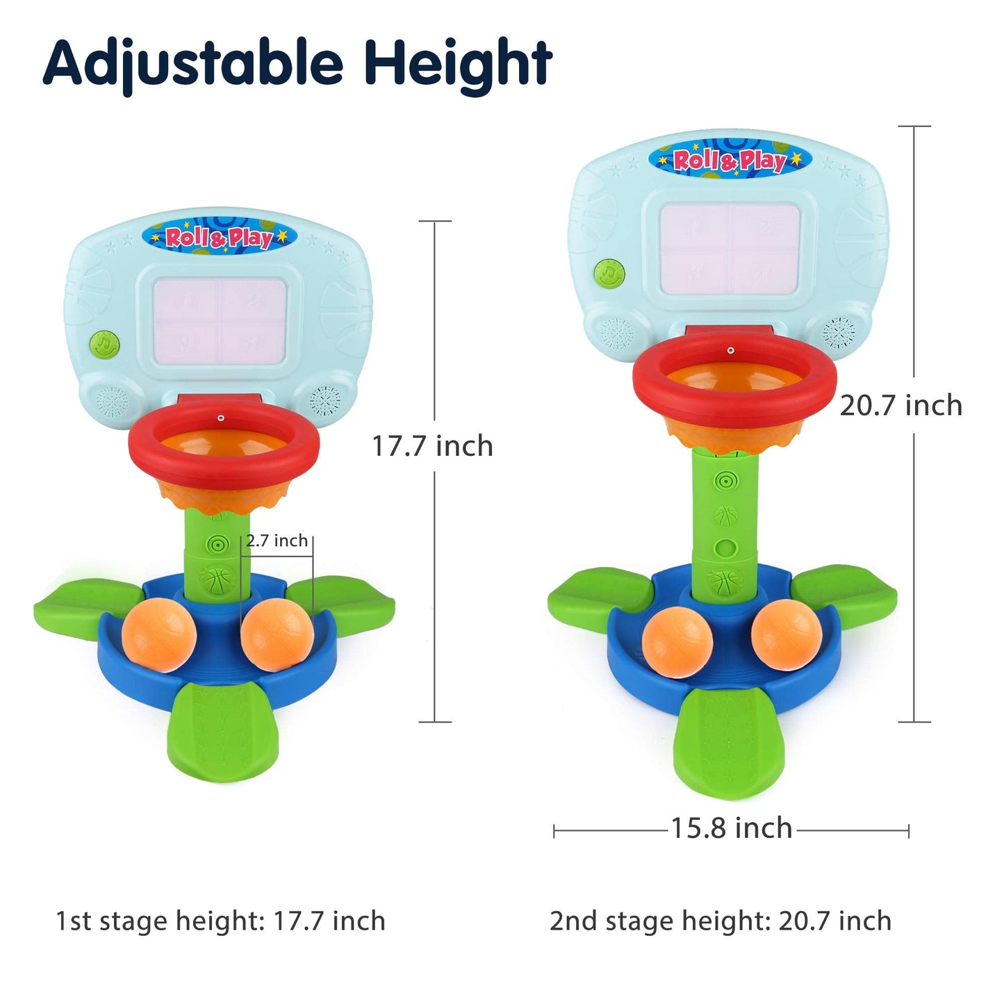 LotFancy Toddler Basketball Hoop – 2-in-1 Light & Music Indoor Toy for 18-36 Months