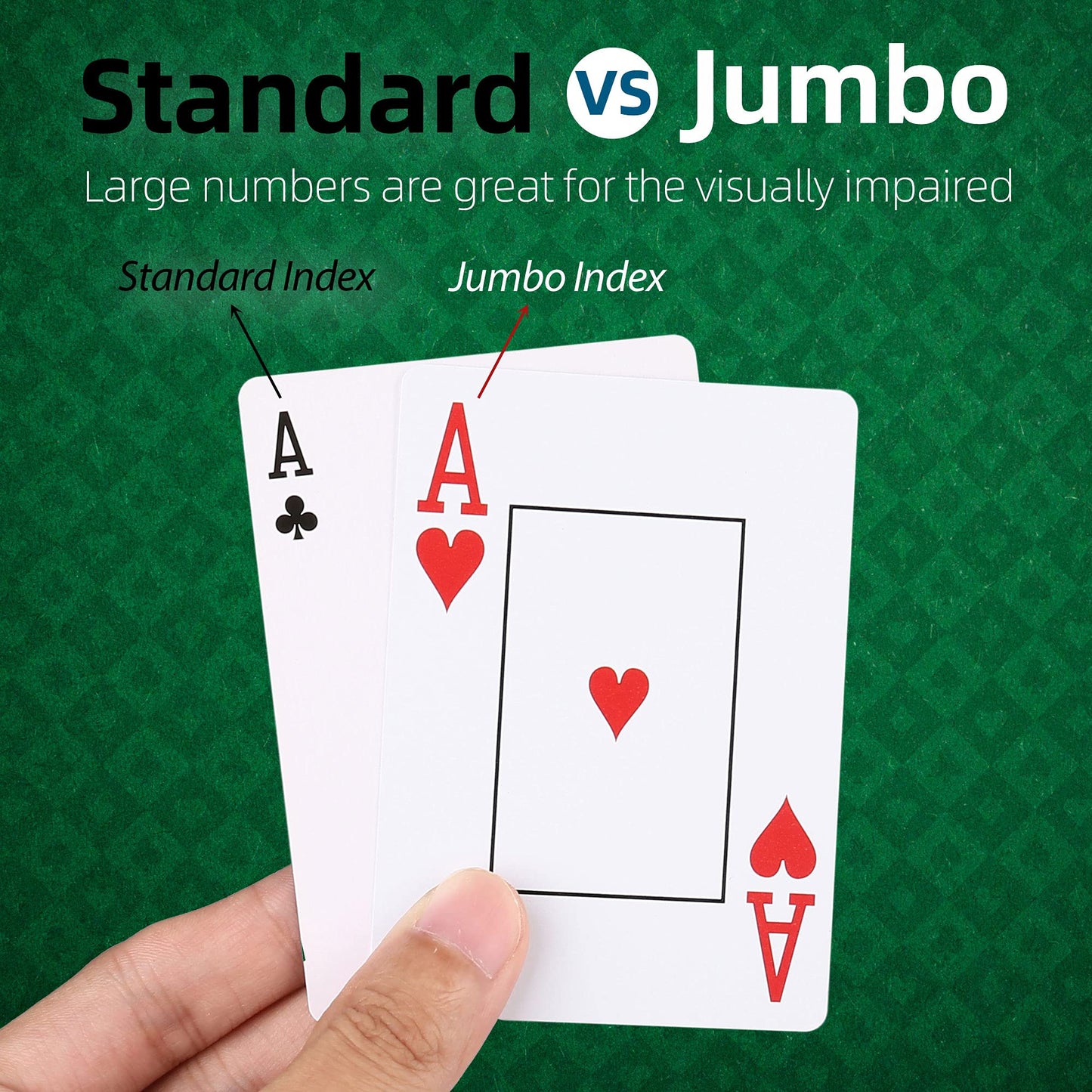 LotFancy Waterproof Plastic Playing Cards – Large Print, Jumbo Index, 2 Decks with Cases, Poker Size