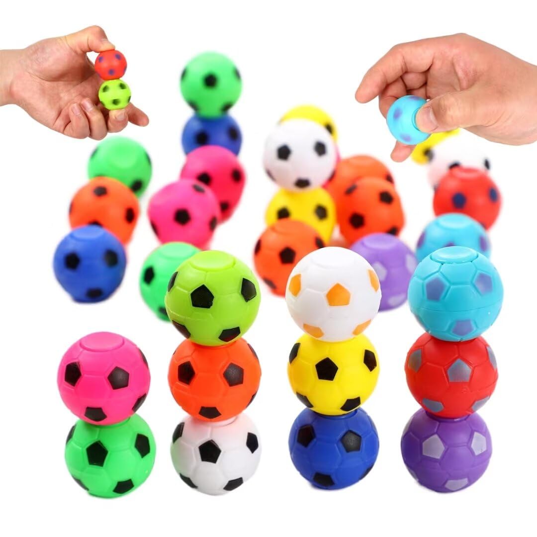 Lotofwow 32pc Mini Soccer Ball Fidget Spinner Toys – Kid Party Favors & Classroom Prizes