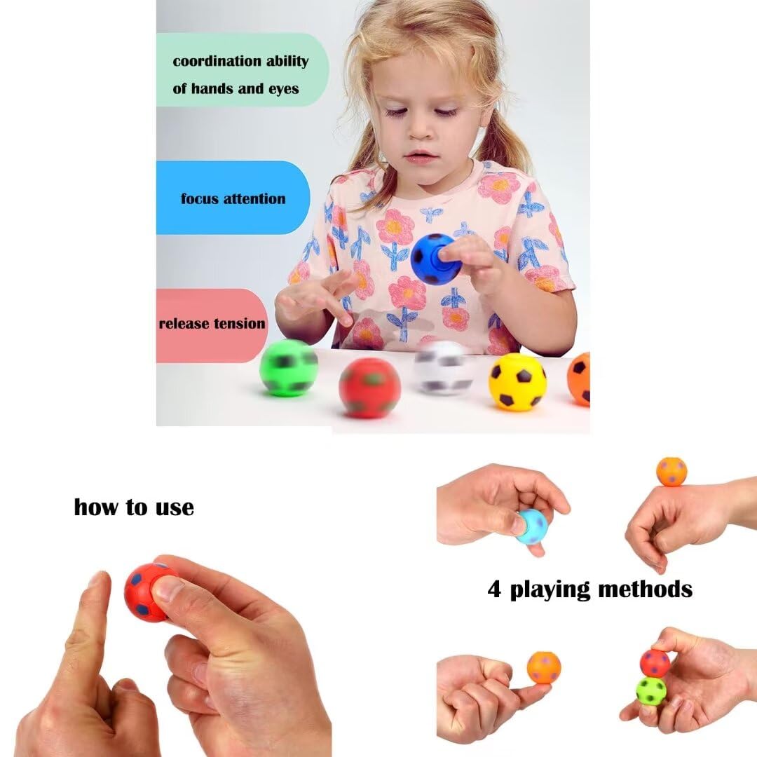 Lotofwow 32pc Mini Soccer Ball Fidget Spinner Toys – Kid Party Favors & Classroom Prizes