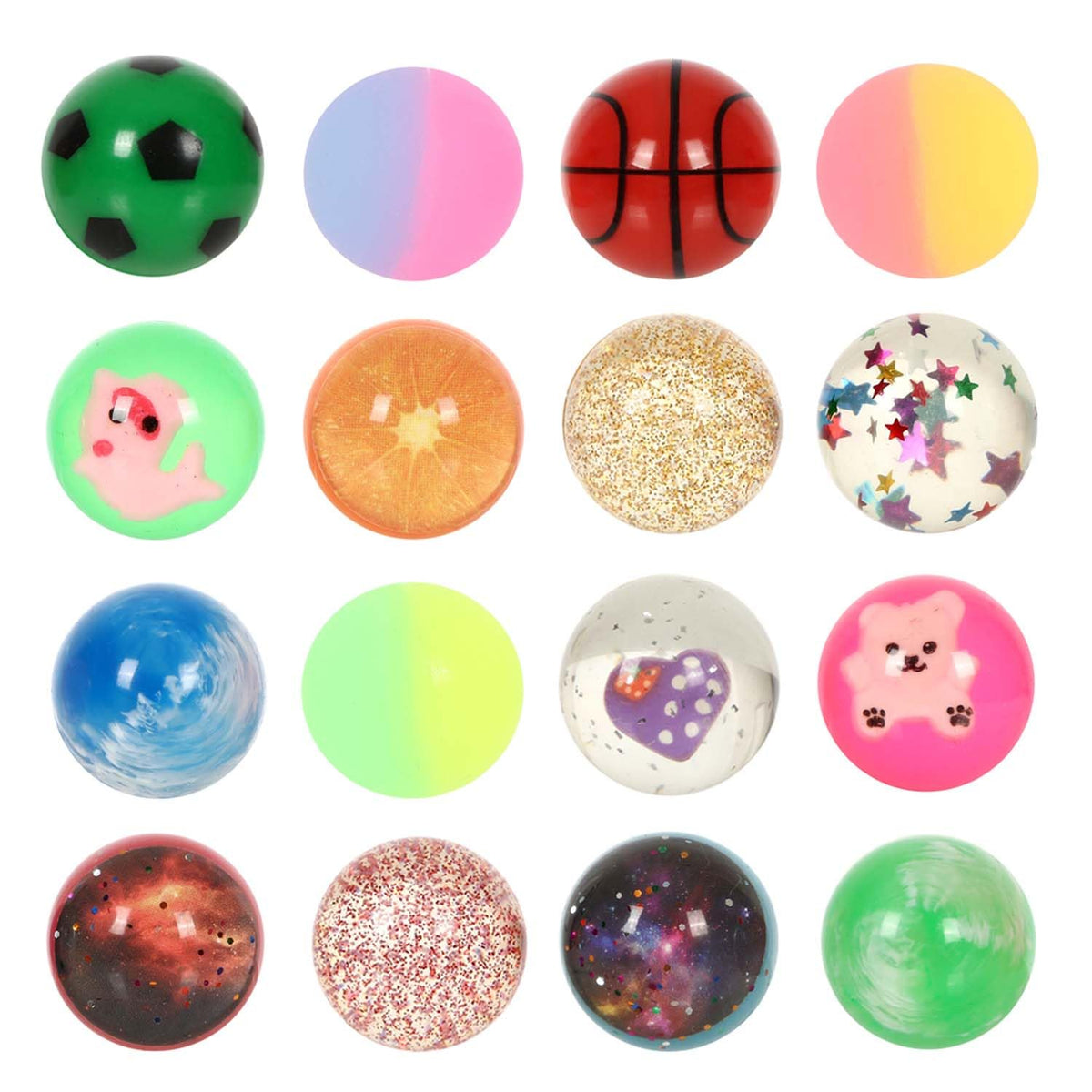 Lotofwow Small Bouncy Balls – 16-Pack for Classroom Prizes & Party Favors