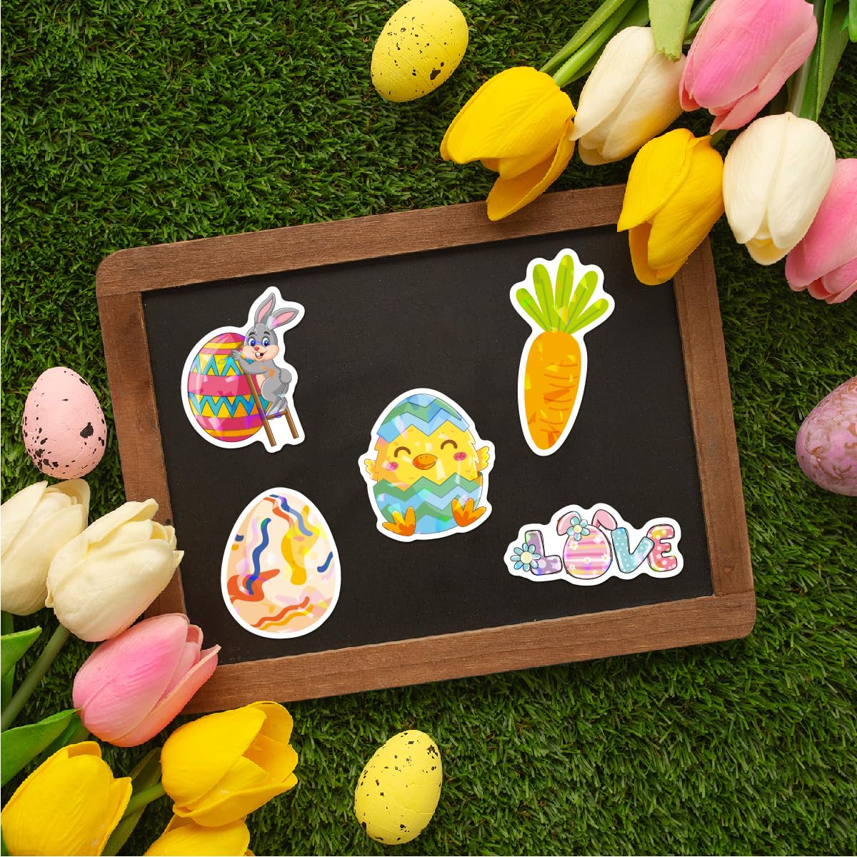 Lotsduoler 51PCS Easter Stickers – Bunny, Egg & Rabbit Decor for Cards, Journals & Crafts