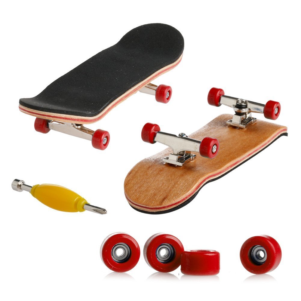 Lottoyday 1 Pack Professional Mini Maple Fingerboard – Red | Finger Skateboard Toy Set