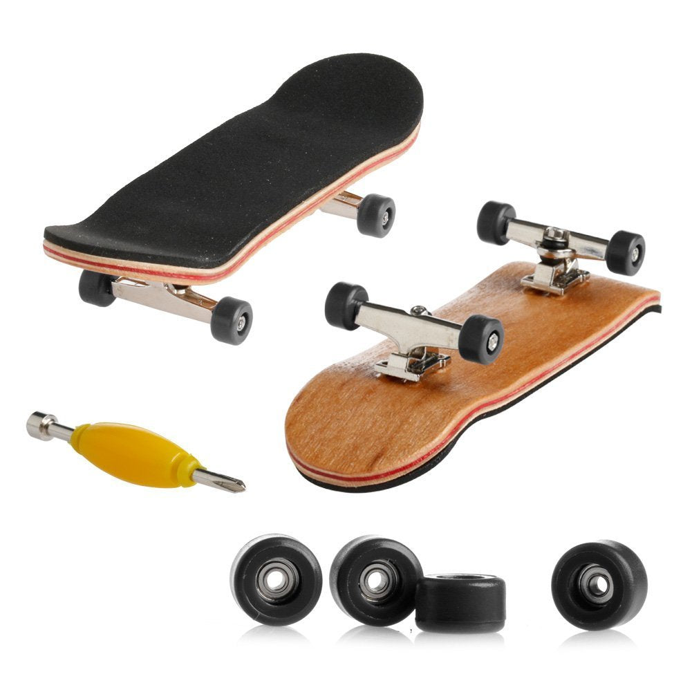 Lottoyday 1 Pack Professional Mini Maple Fingerboard – Wooden Finger Skateboard Toy Set (Black)