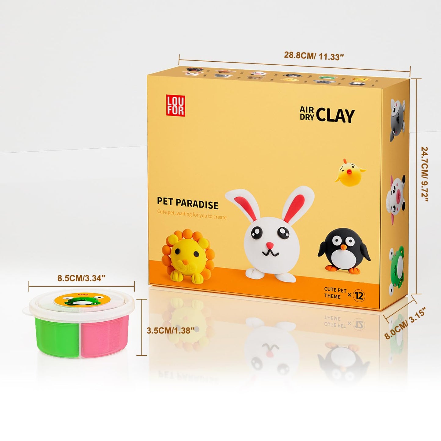 LOUFOR Air Dry Clay Kit for Kids – 12 Boxes, Ultra Light & Soft Modeling Clay