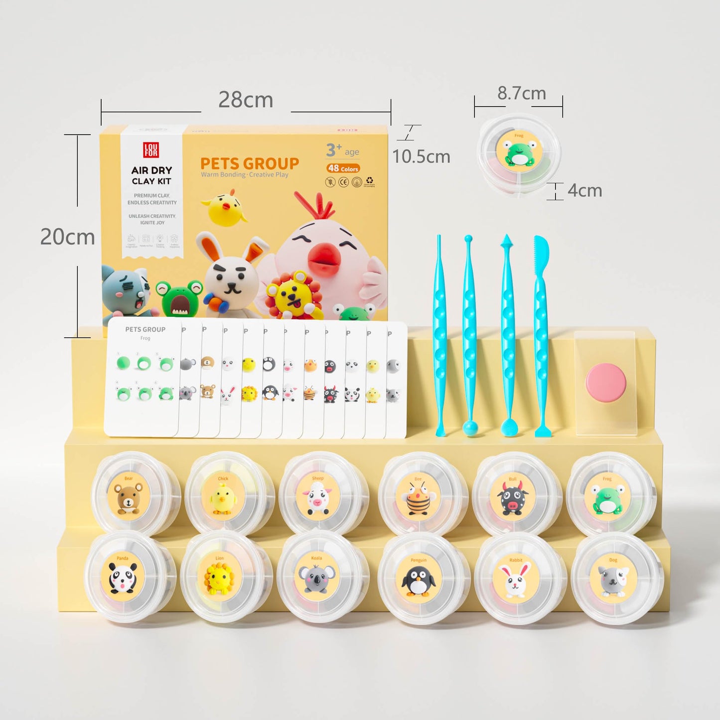 LOUFOR Air Dry Clay Kit for Kids – 48 Colors, 12 Cans, 4 Tools & Tutorial | Safe Non-Toxic Modeling Clay