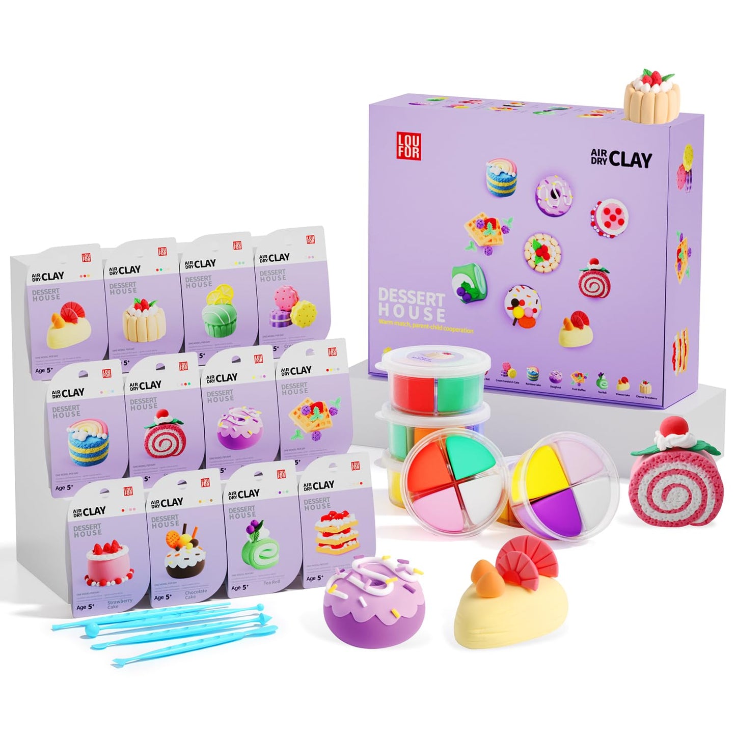 LOUFOR Air Dry Clay Kit for Kids — Safe, Non-Toxic, 12-Color Set + Tools & Tutorials